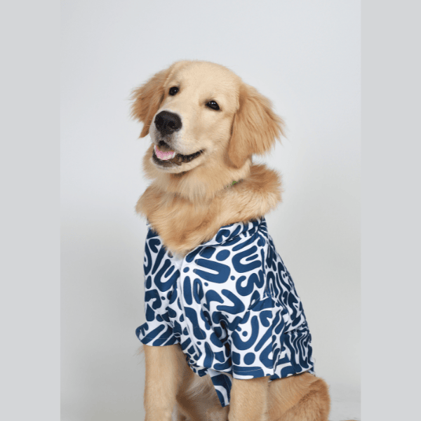 Ezra Polyester Blend Dog Shirt – Abstract Blue