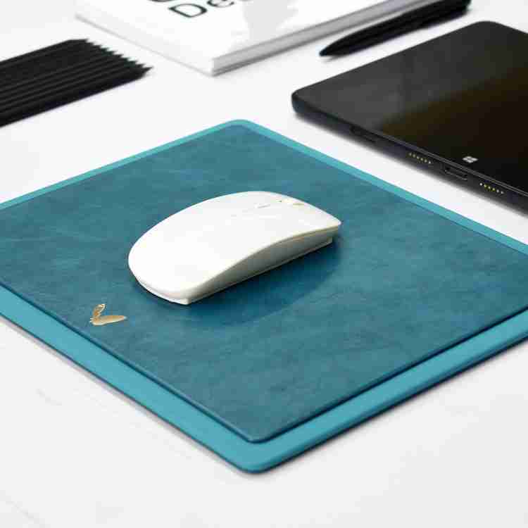 Rectangular Mouse Pad in Faux Leather | Rigid | 11×9 Inches | Moderno | Sea Blue