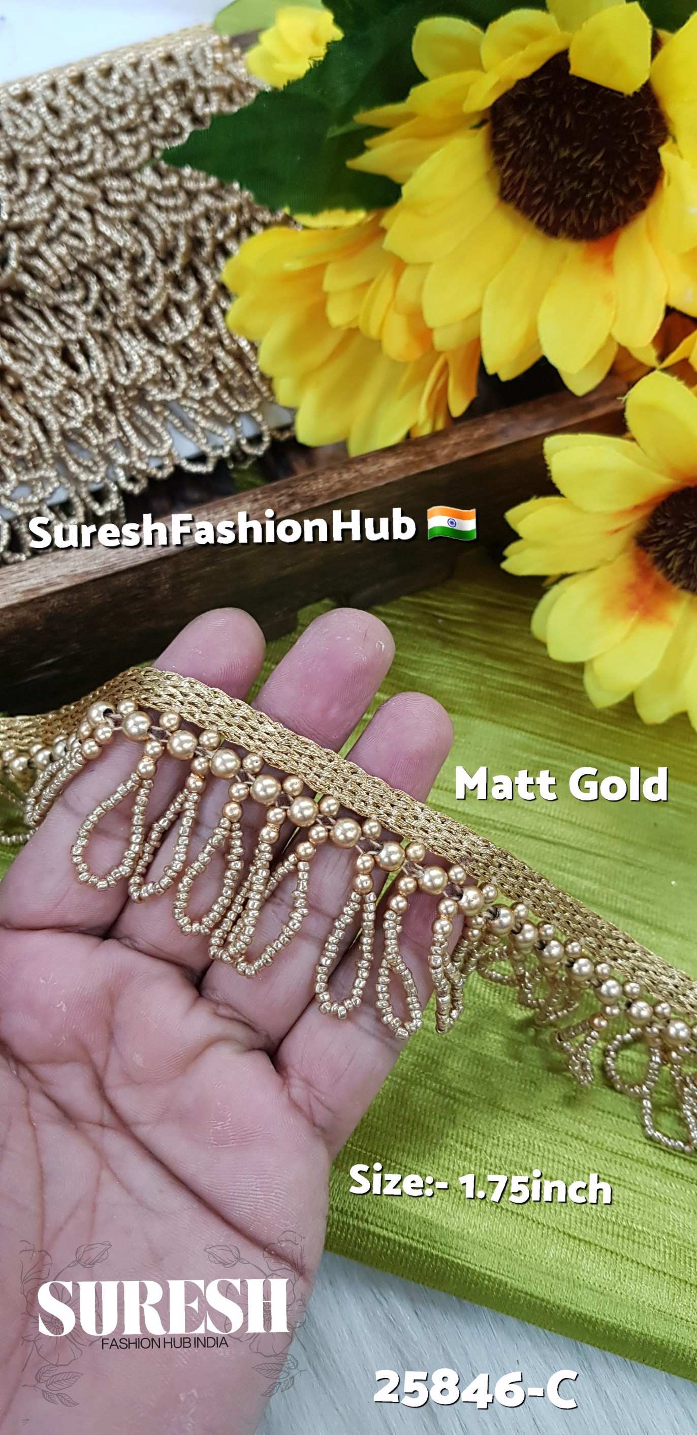Matt Gold Sequin Hanging Lace