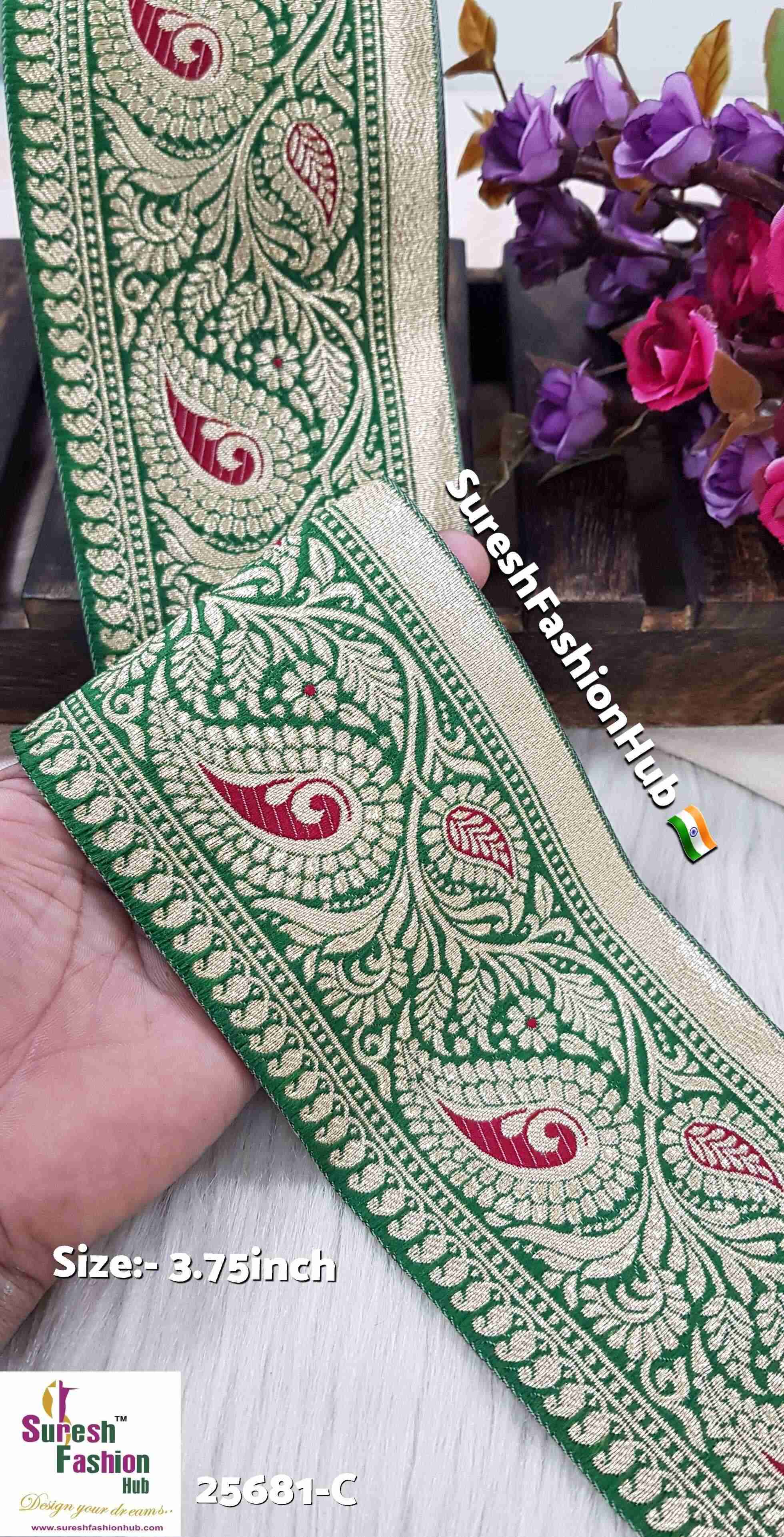 Bottle Green Keri & Floral Banarasi Lace