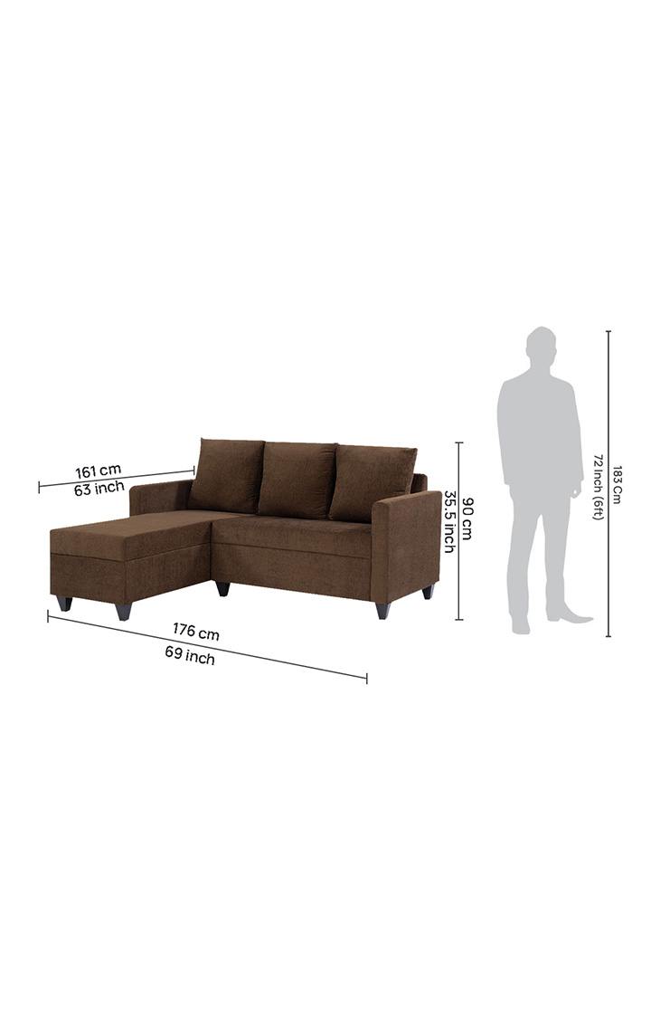 neudot Saya RHS Sectional Sofa for Living Room |4 Person Sofa| Premium Fabric with Cushioned Armrest | 12 Months Warranty| Solid Wood Frame| 4 Seater in Saya Brown Color DIY(Do-It-Yourself)