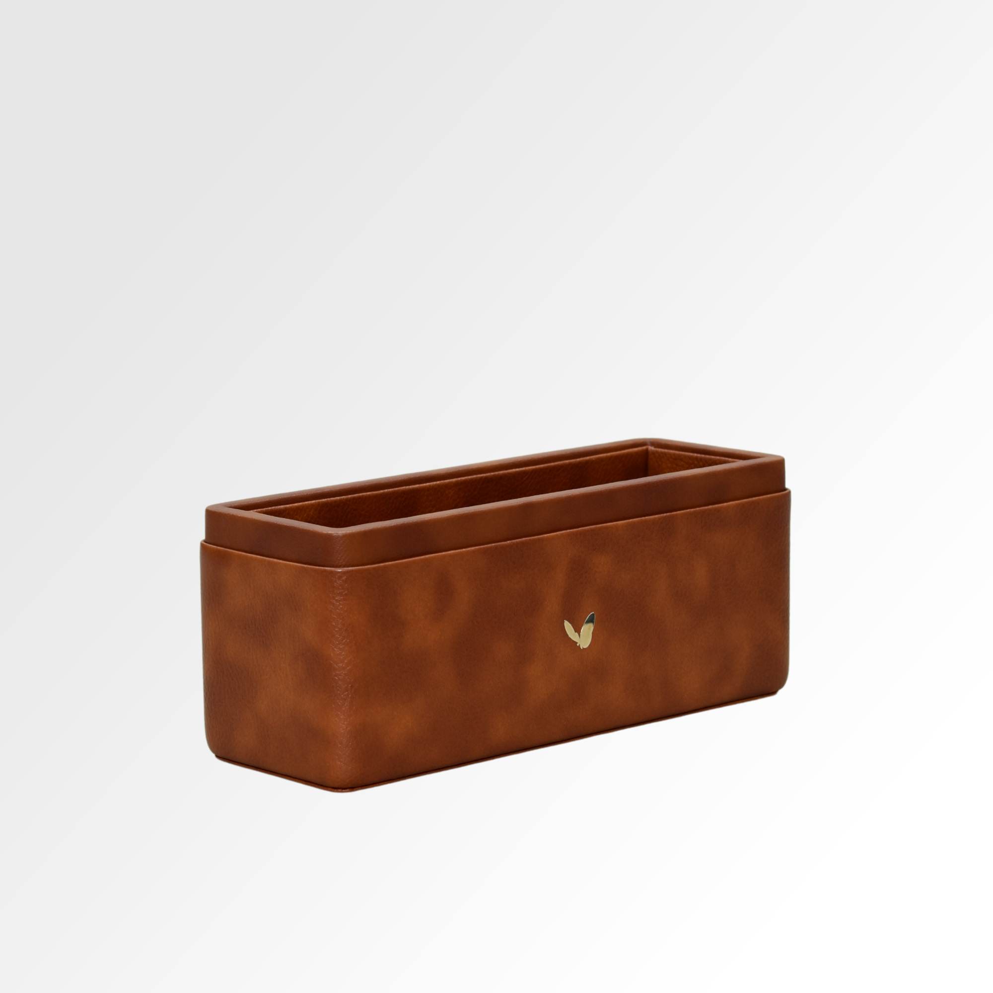 Pen/Pencil Holder | Faux Leather | Rectangular Large | Classic | Tan
