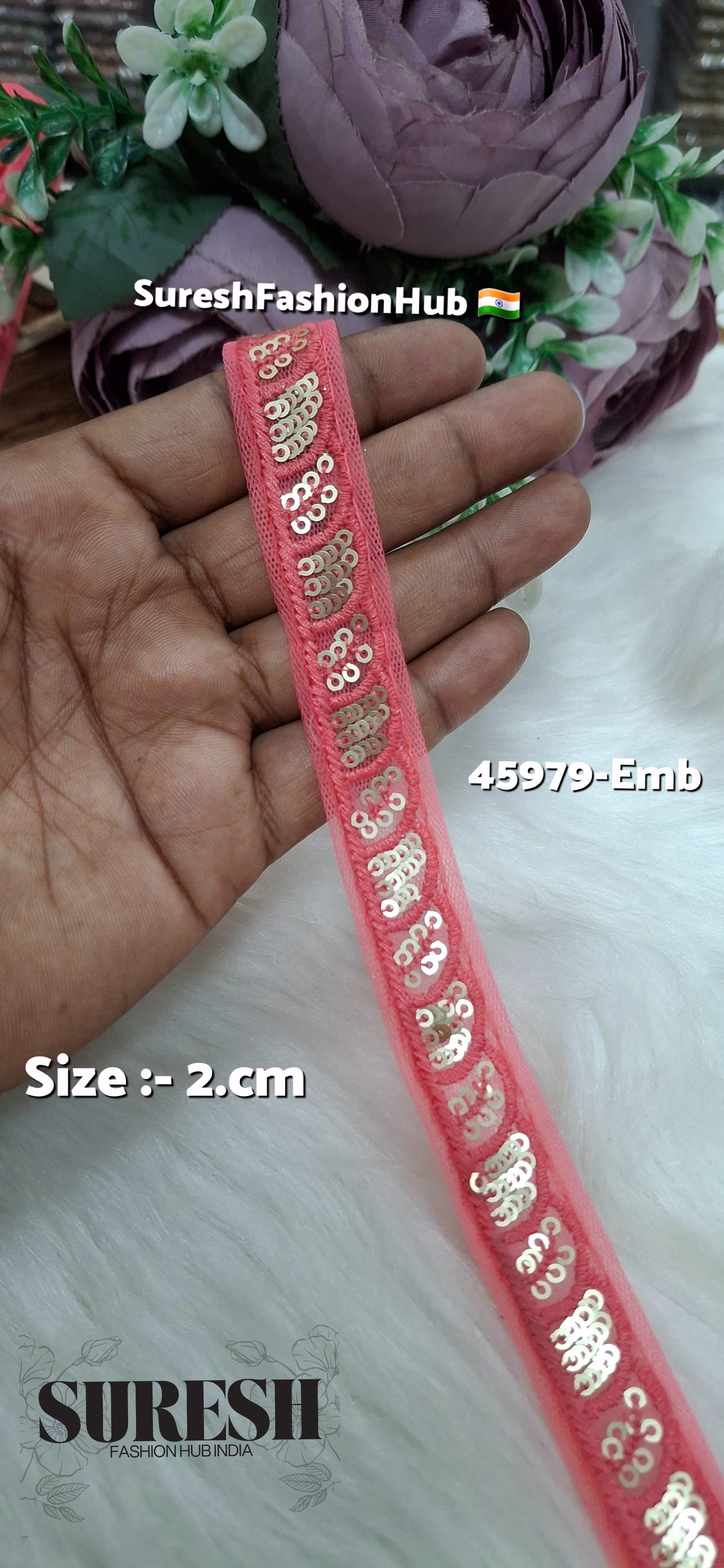 Gajari Tone-on-Tone Net Embroidery Lace