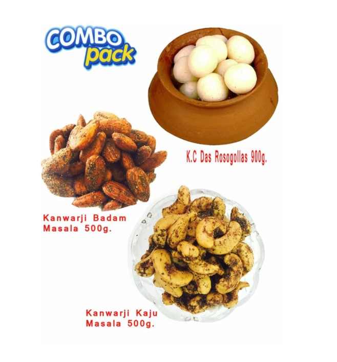 Kanwarji's Kaju Masala & Badam Masala & Rosogollas. 1900G.