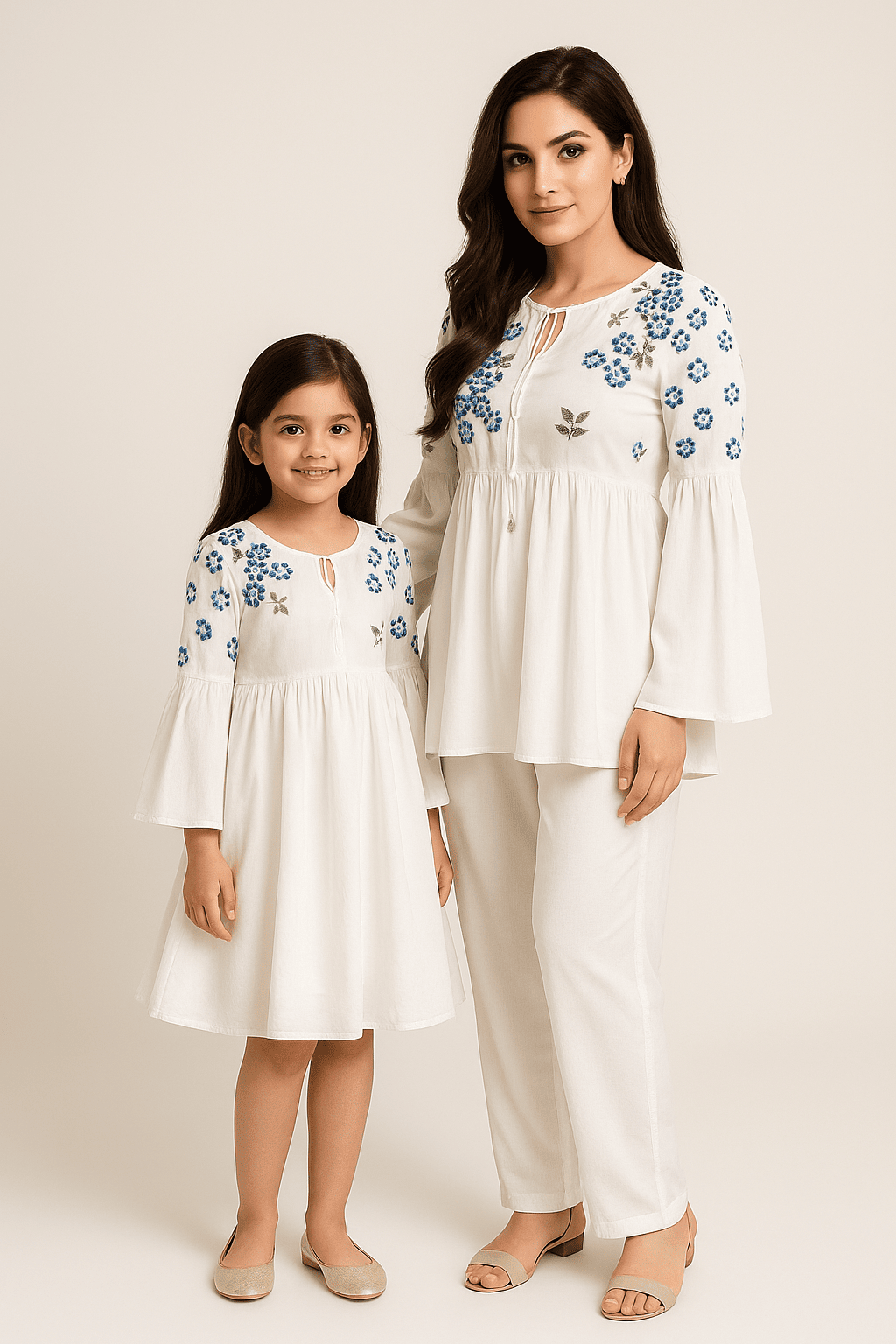 Women's White  Embroidered co-ord set