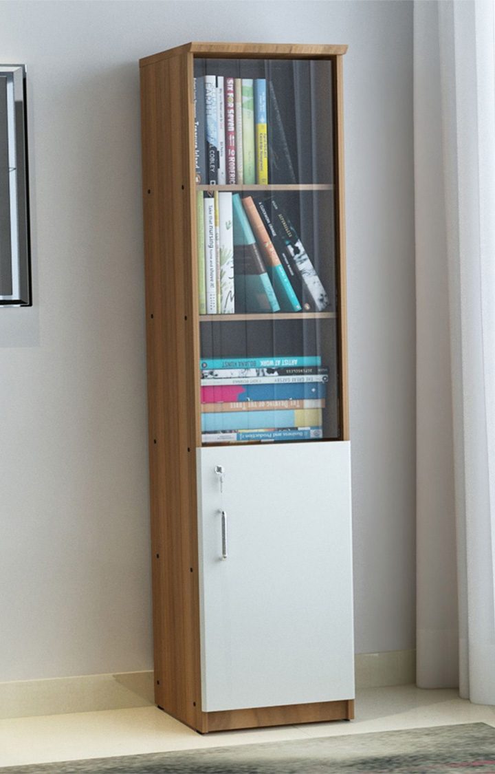 NEUDOT Vivaldi Book Shelf with Open & Closed Storage in Leon Teak Finish