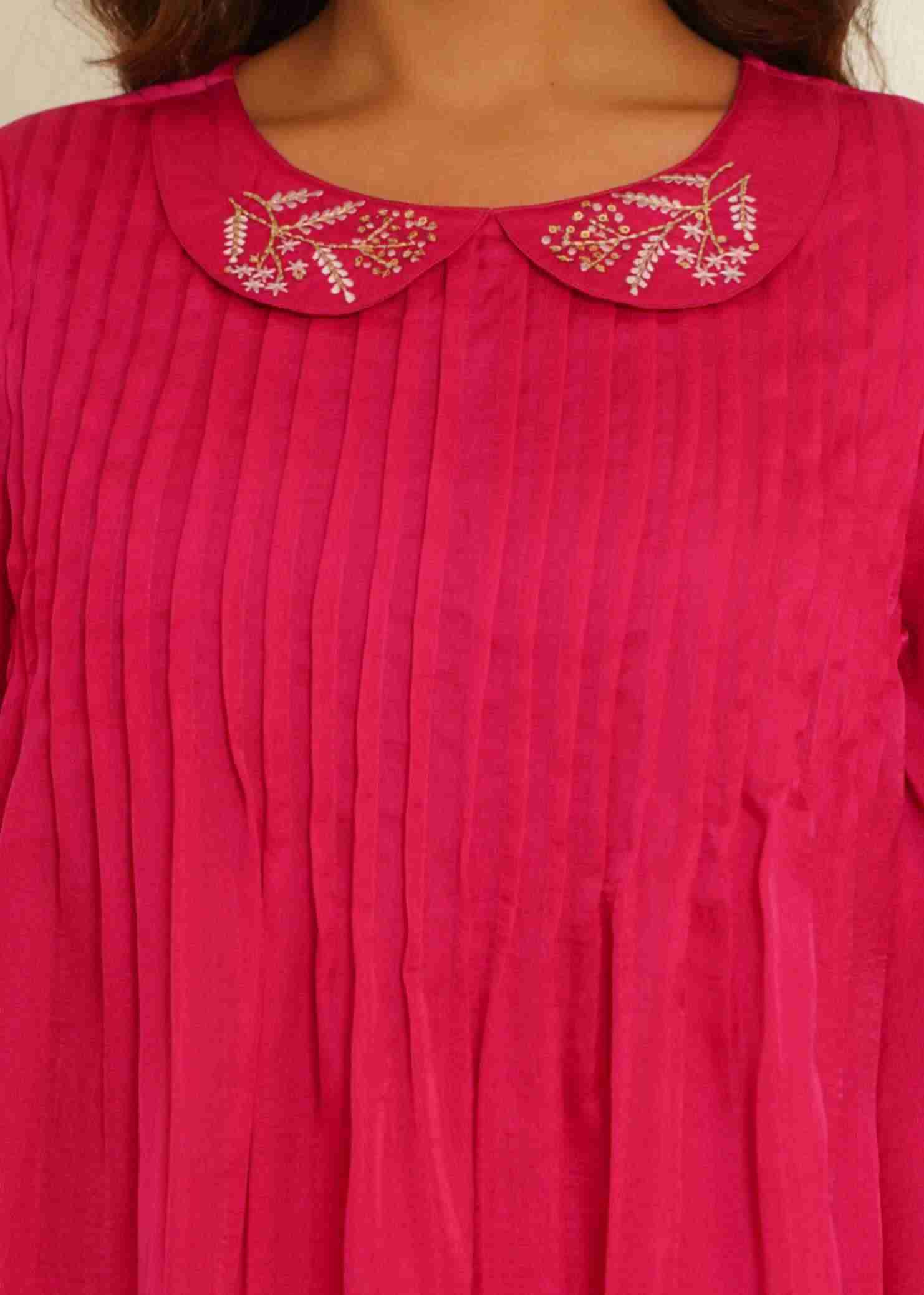 Mini silk embroidered  co-ord set.