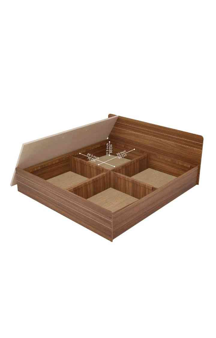 NEUDOT Valancia Queen Size Engineered Wood Box Bed - Leon Teak - Finish | Double Cot | Noise Free | Engineered Wood Queen Bed | Cot for Bedroom with headboard and Box Storage | 1 Year Warranty