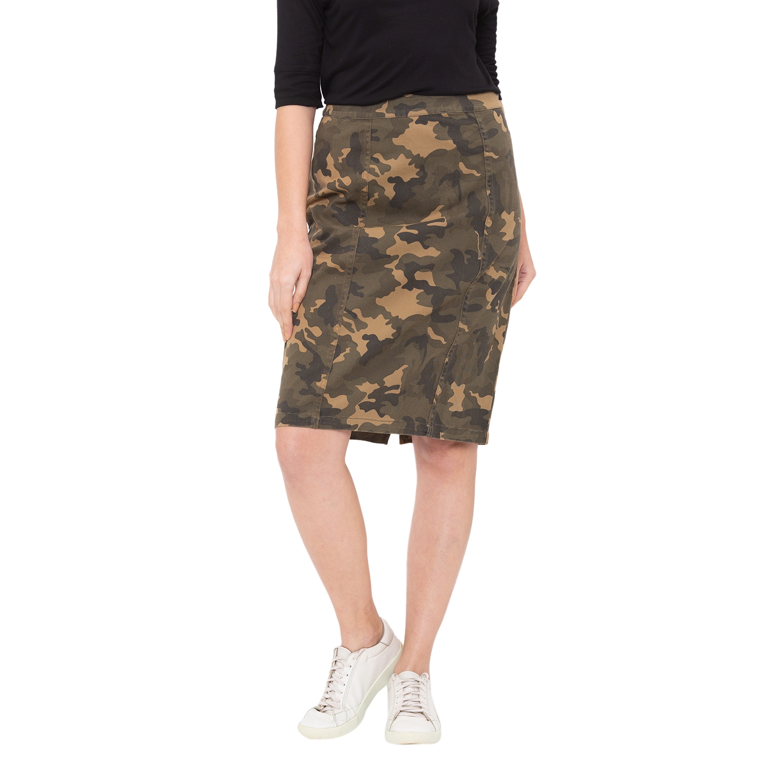 globus | Women's Green Cotton Camouflage Skirts 0