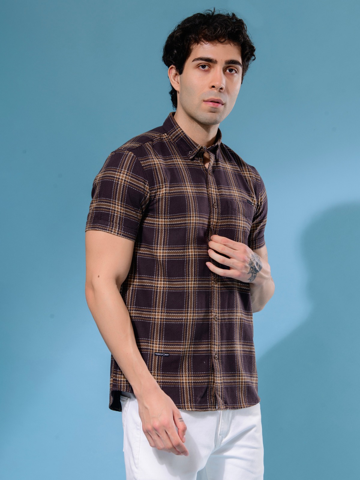 ALBION MENS MOF BROWN SHIRT