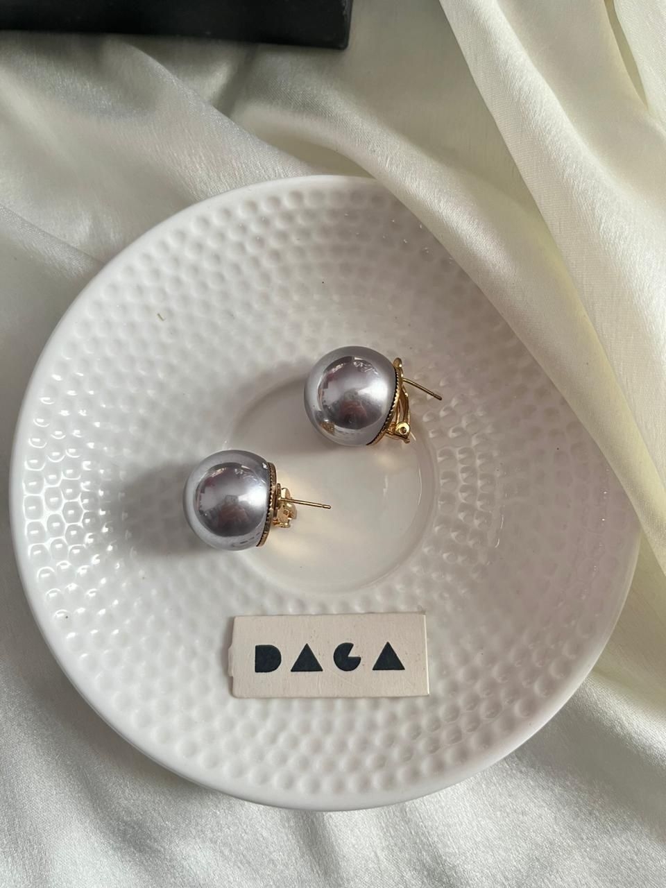 DAGA | silver pearl studs undefined