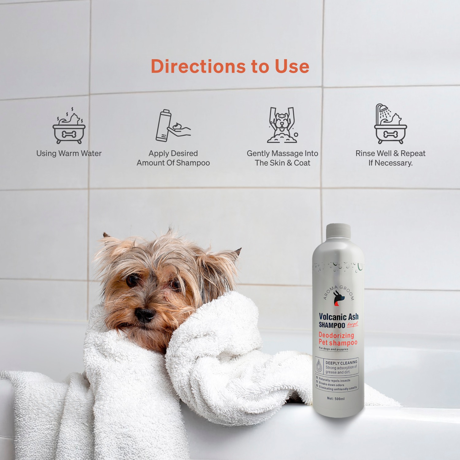 Aroma Groom Volcanic Ash Oatmeal & Tea Tree Oil Shampoo, 500 ml