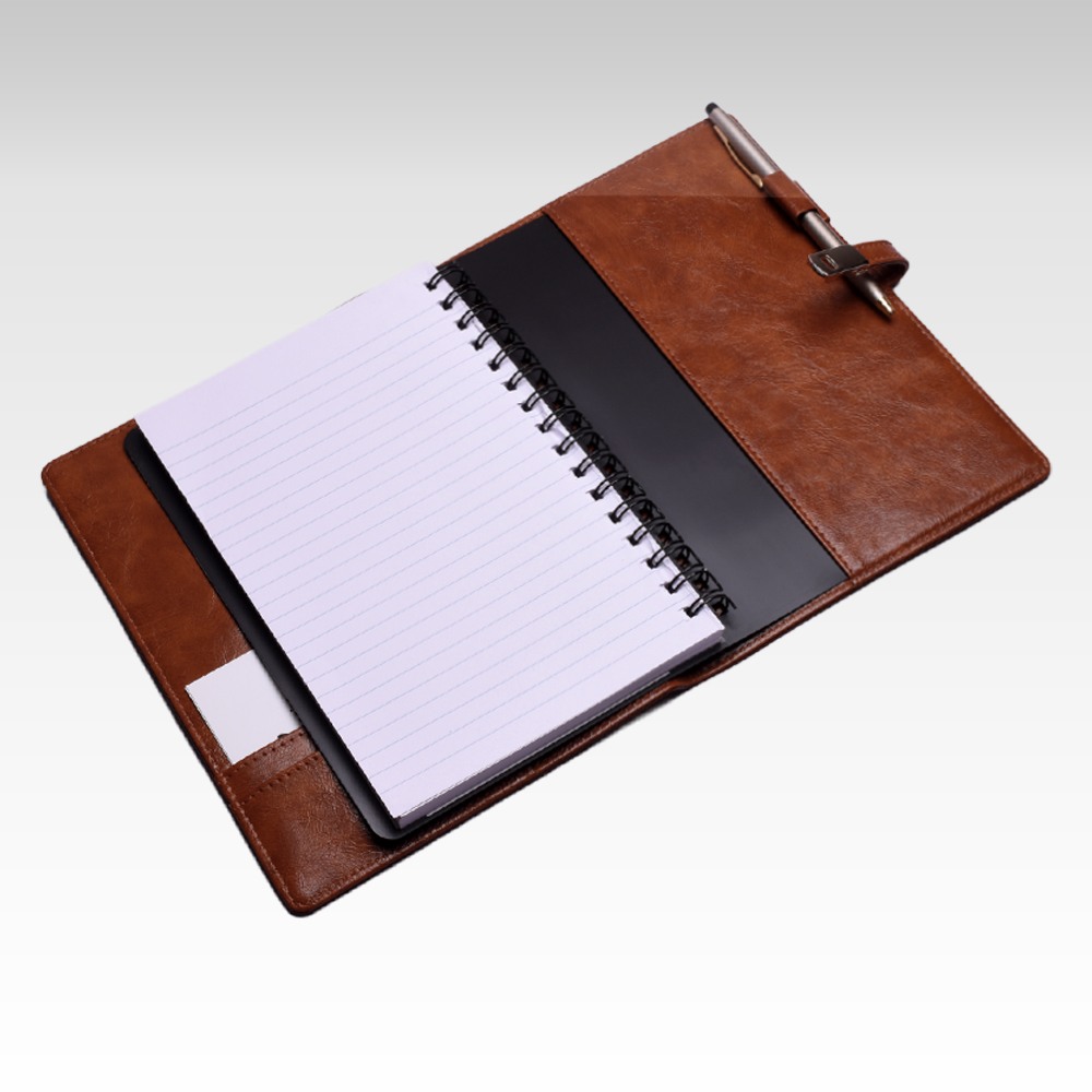 A5 Personal Organizer | Fits Any A5 Size Spiral Notebook | Magnetic Strap Closure | Two Small and One Large Inside Pocket | Mochino Series | Tan