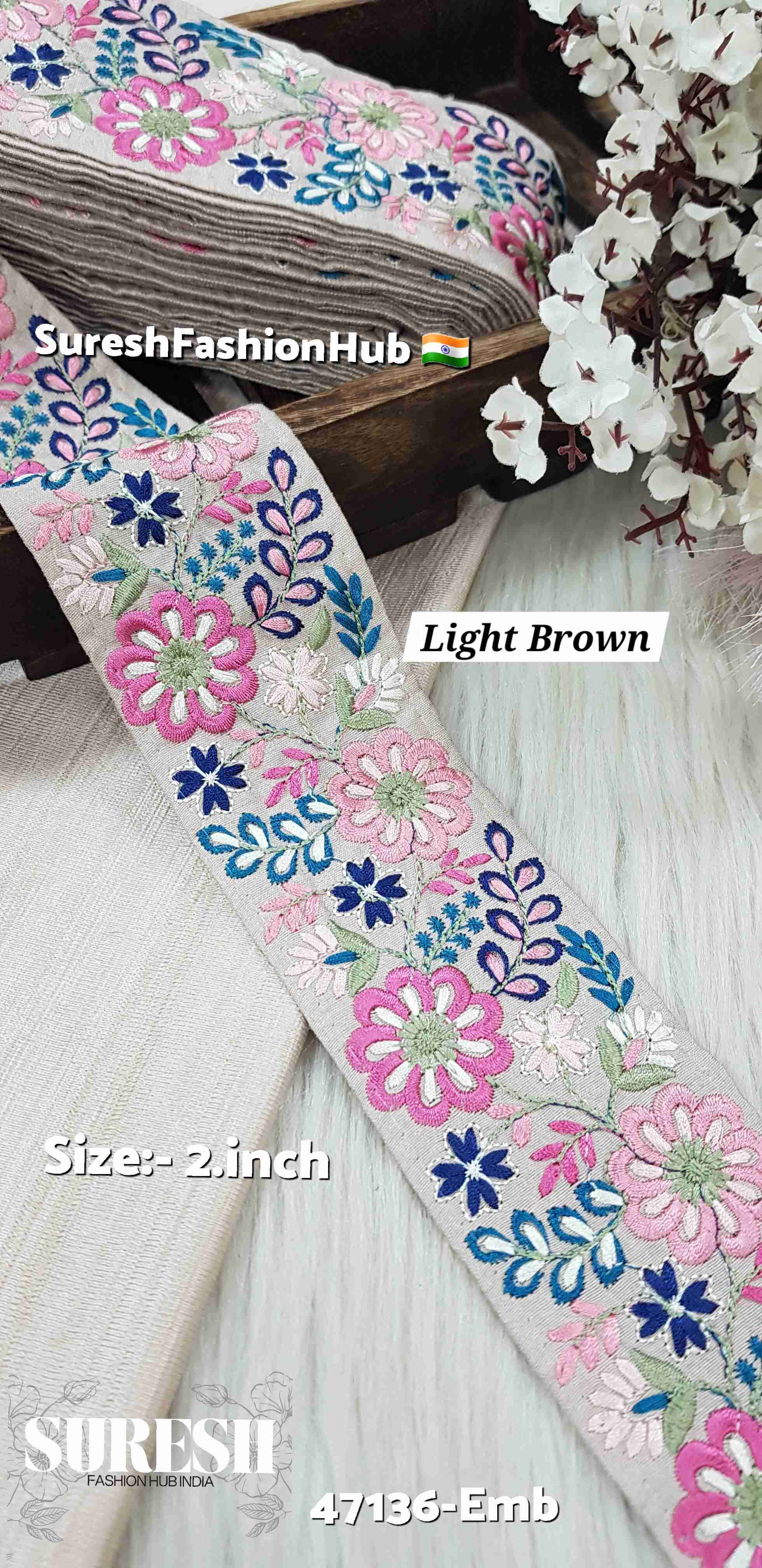 Light Brown Multi-Thread Floral Border