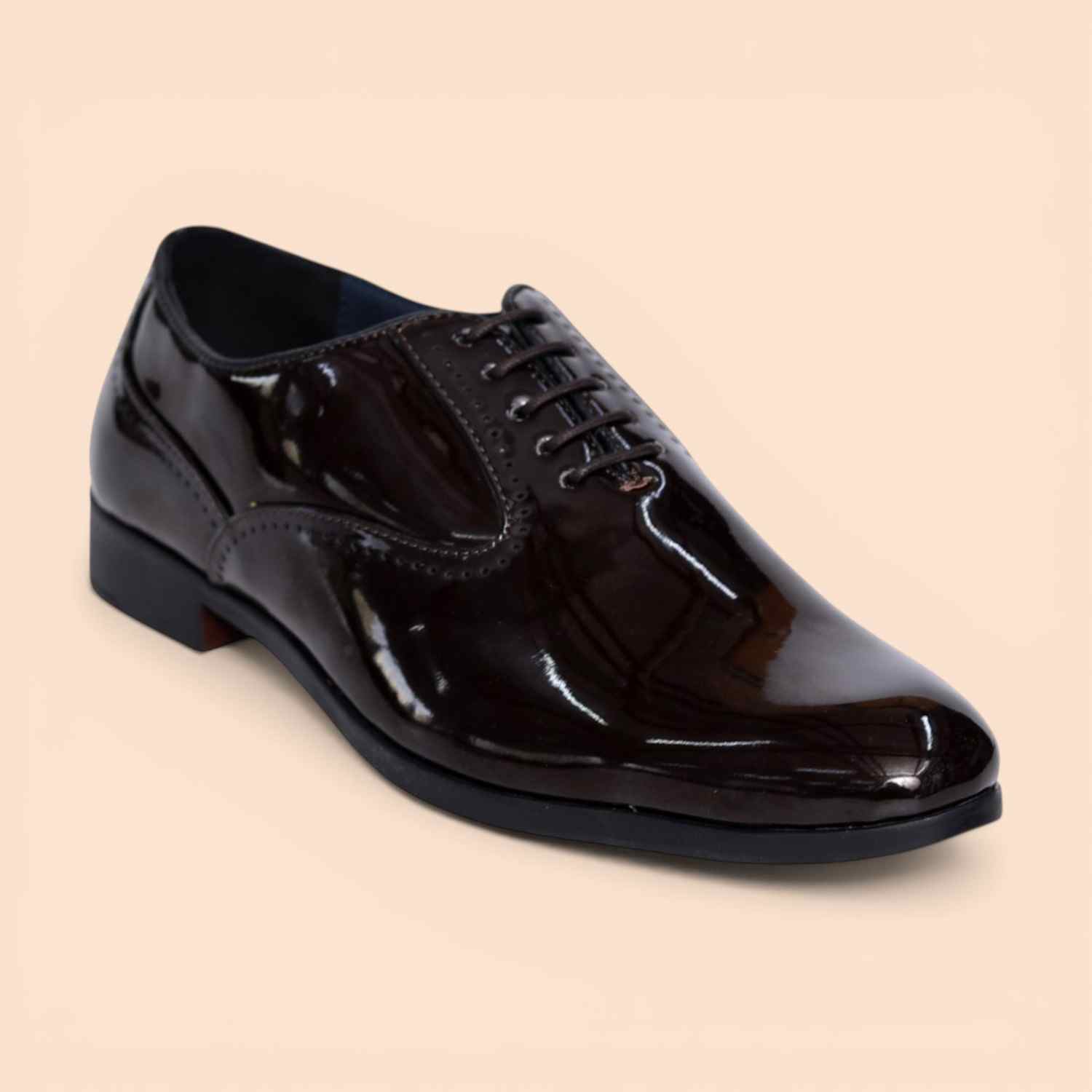 Men Patent Leather Maroon Oxford Shoes