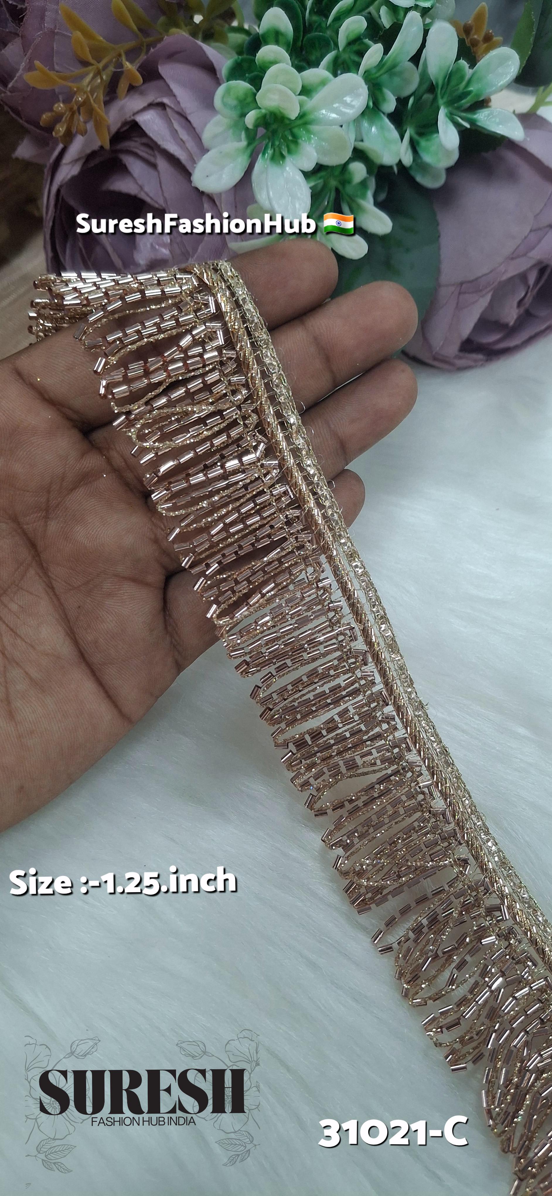 Rose U-Shape Fringe Jhalar Lace