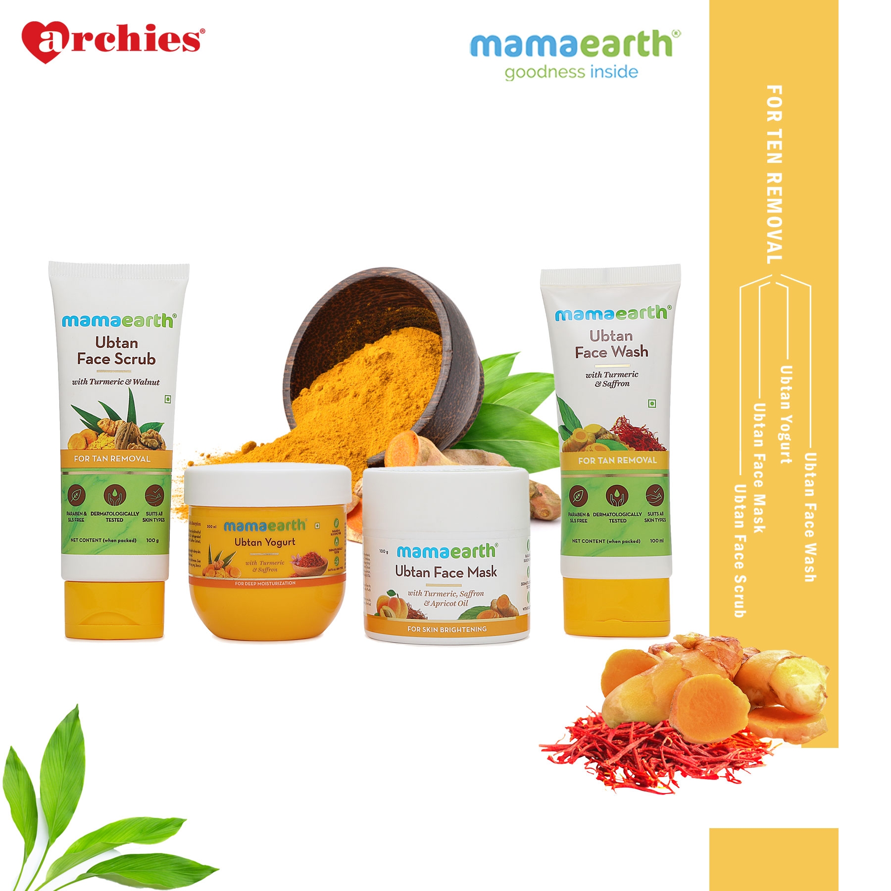 Mamaearth | Mamaearth Ubtan De-Tan Kit with UXR Soothing Lemongrass Body Wash 200ml & Soothing Lemongrass Shower Gel 200ml 1