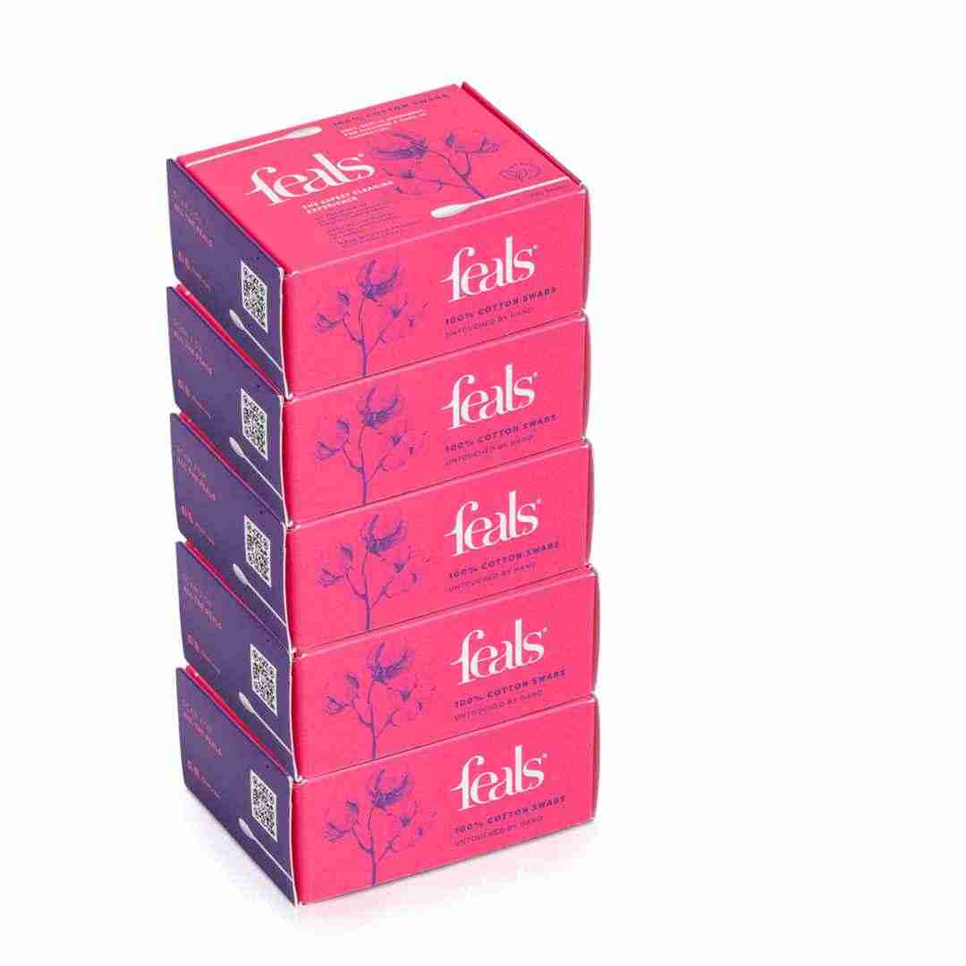 Cotton Ear Buds | Eco-Packaged, Chemical-Free, Biodegradeable | 200 Paper Stem, 400 Cotton Swabs Per Pack (Pack of 5) - 1000 Sticks, 2000 Swabs