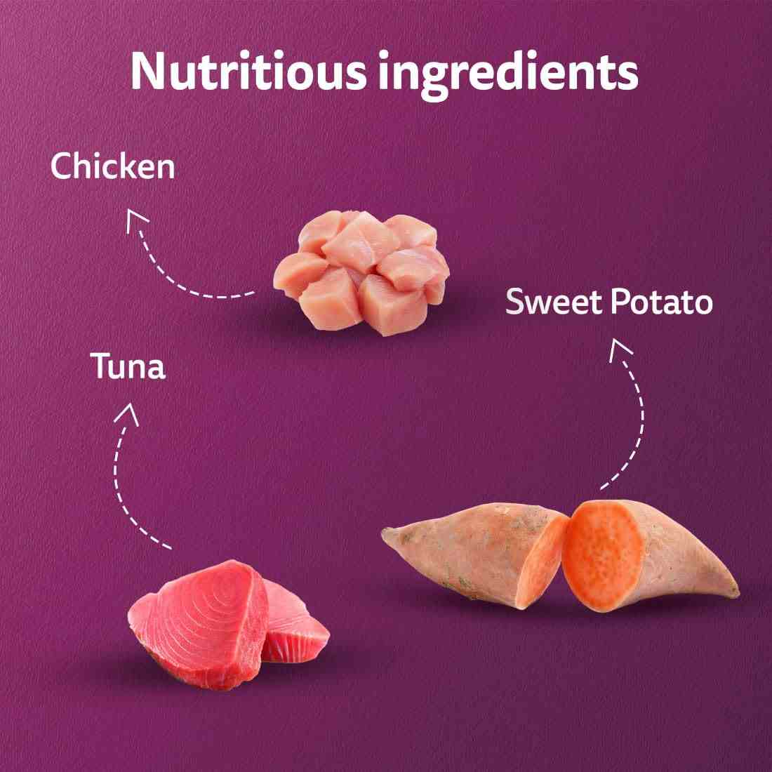 Whiskas Tasty Mix Junior Pouch Chicken Tuna Sweet Potato Flavor in Gravy for Cats 70g