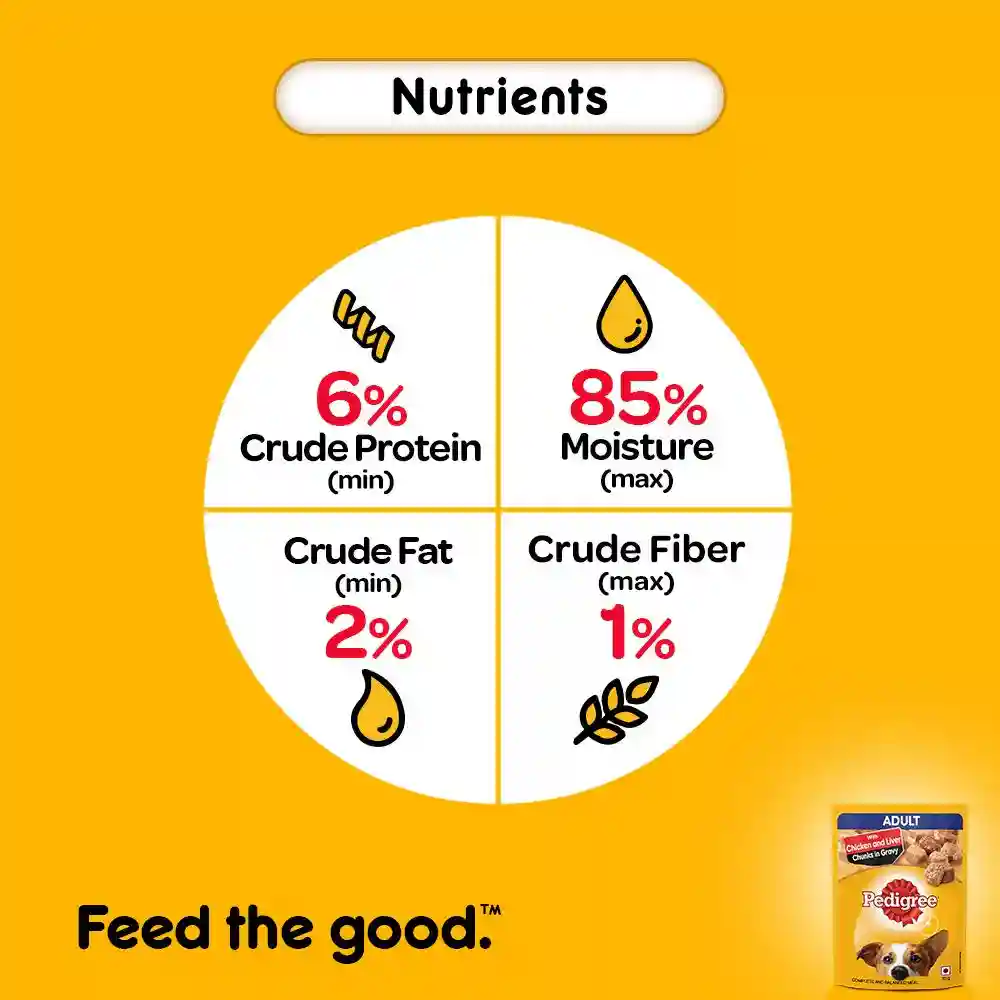 Pedigree Adult Chicken & Liver Chunks In Gravy Wet Dog Food, 350g