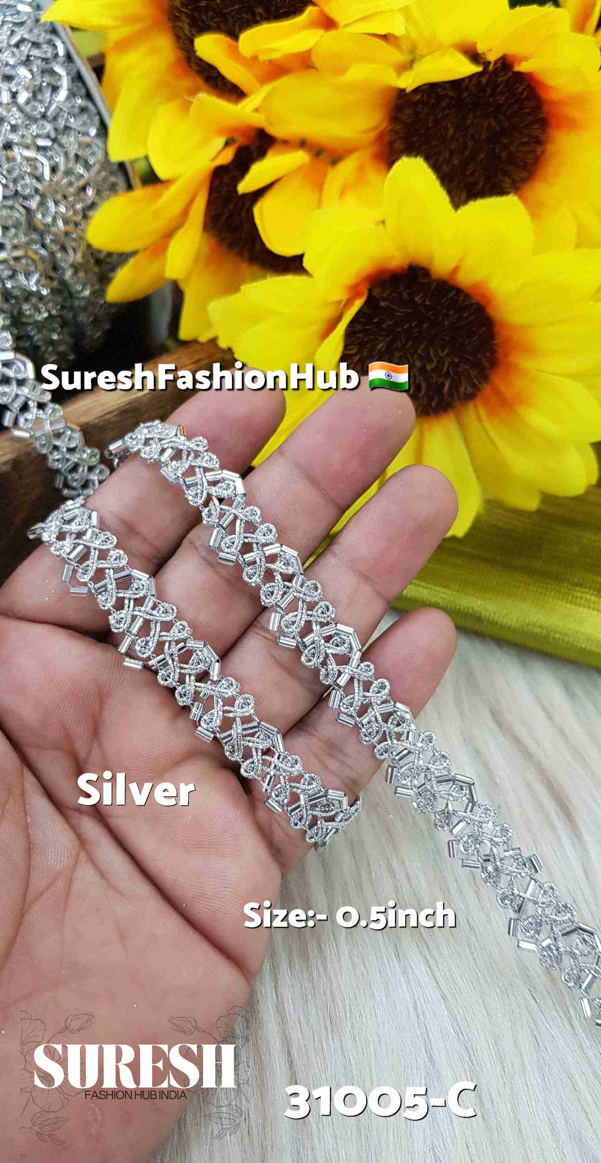 Silver Gleam Cutdana Lace