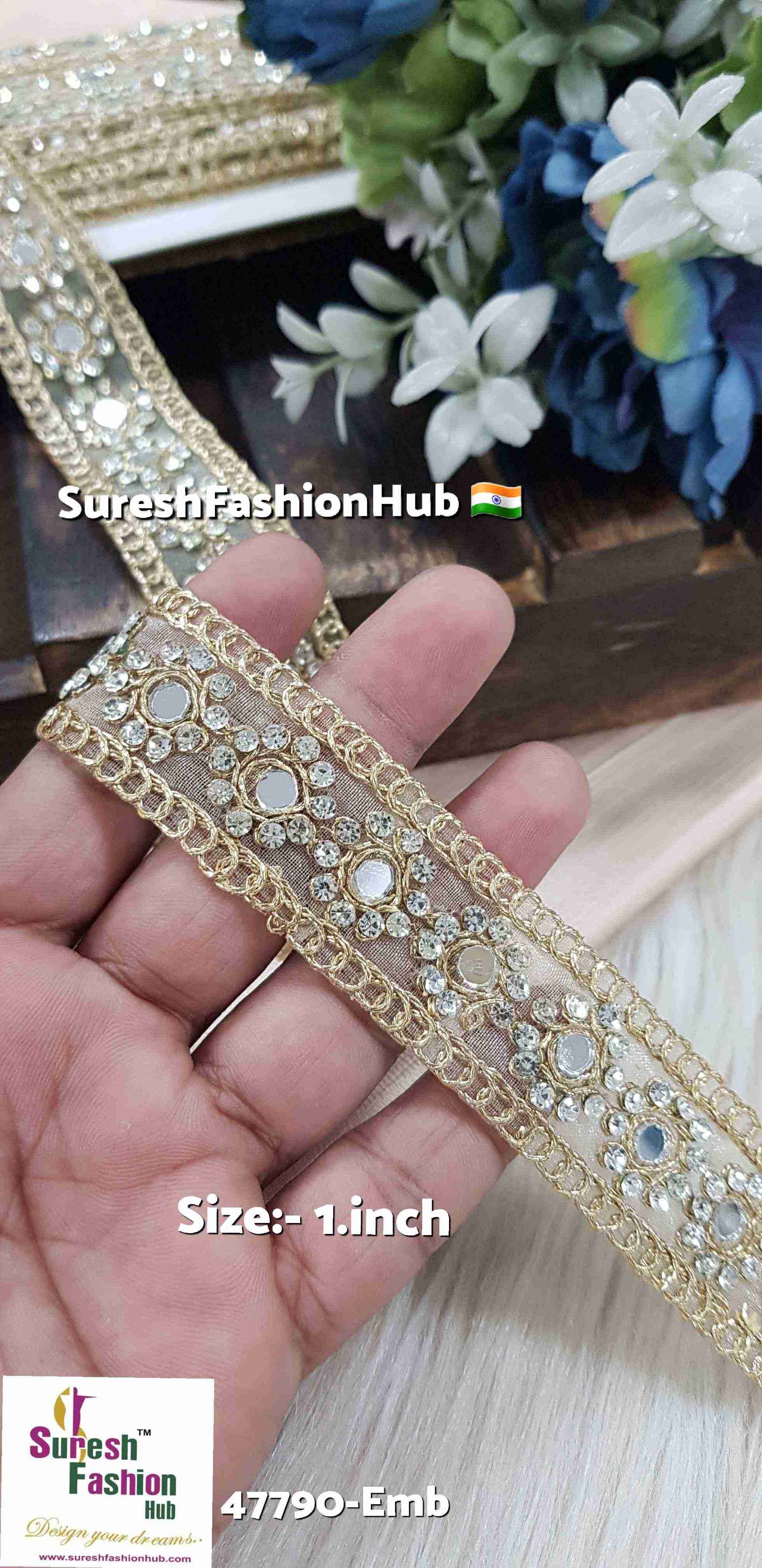 Light Gold Mirror Floral Organza Lace
