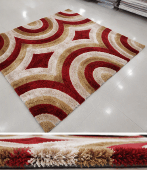 VVS Tufted Carpet in Red & Cream