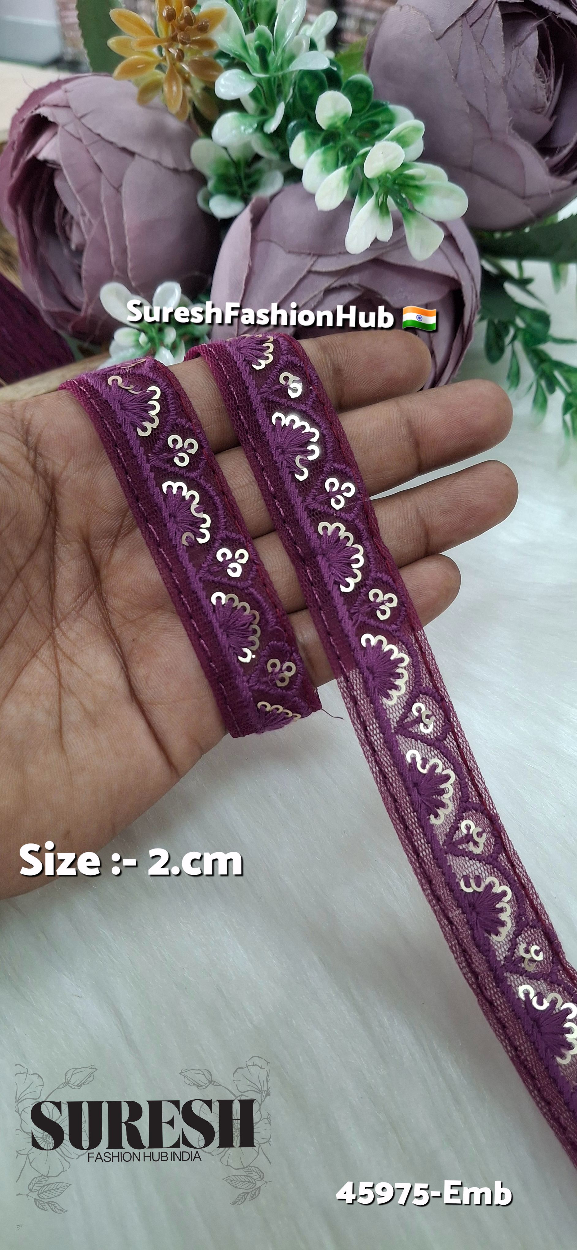 Magenta Tone-on-Tone Net Embroidery Lace