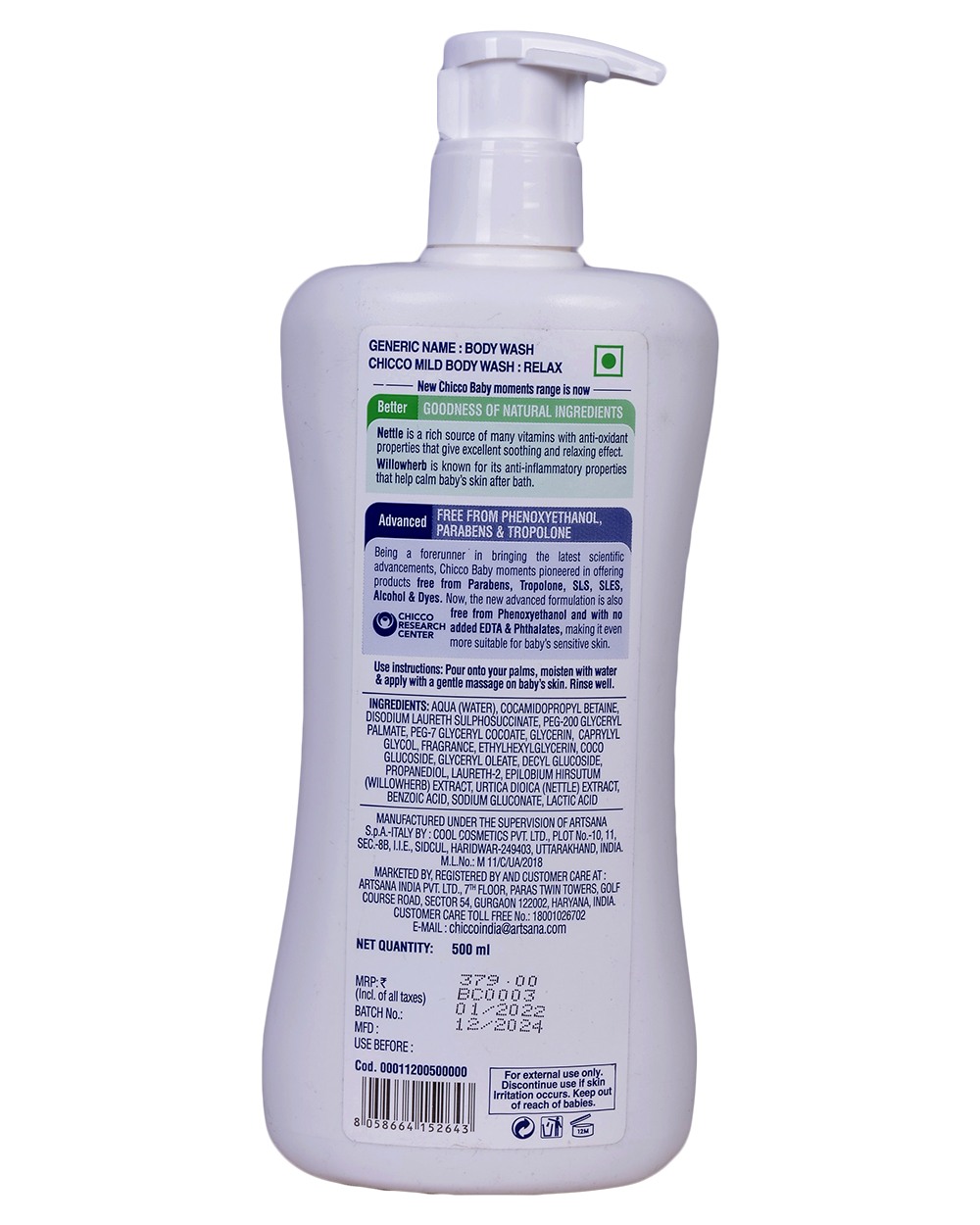 KIDS BABY WASH CHICCO CHICCO BM MILD BODYWASH REL 500ML