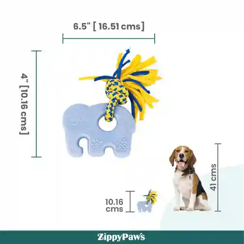 Zippy Paws ZippyTuff Teether Elliot the Elephant Plush Toy for Dogs