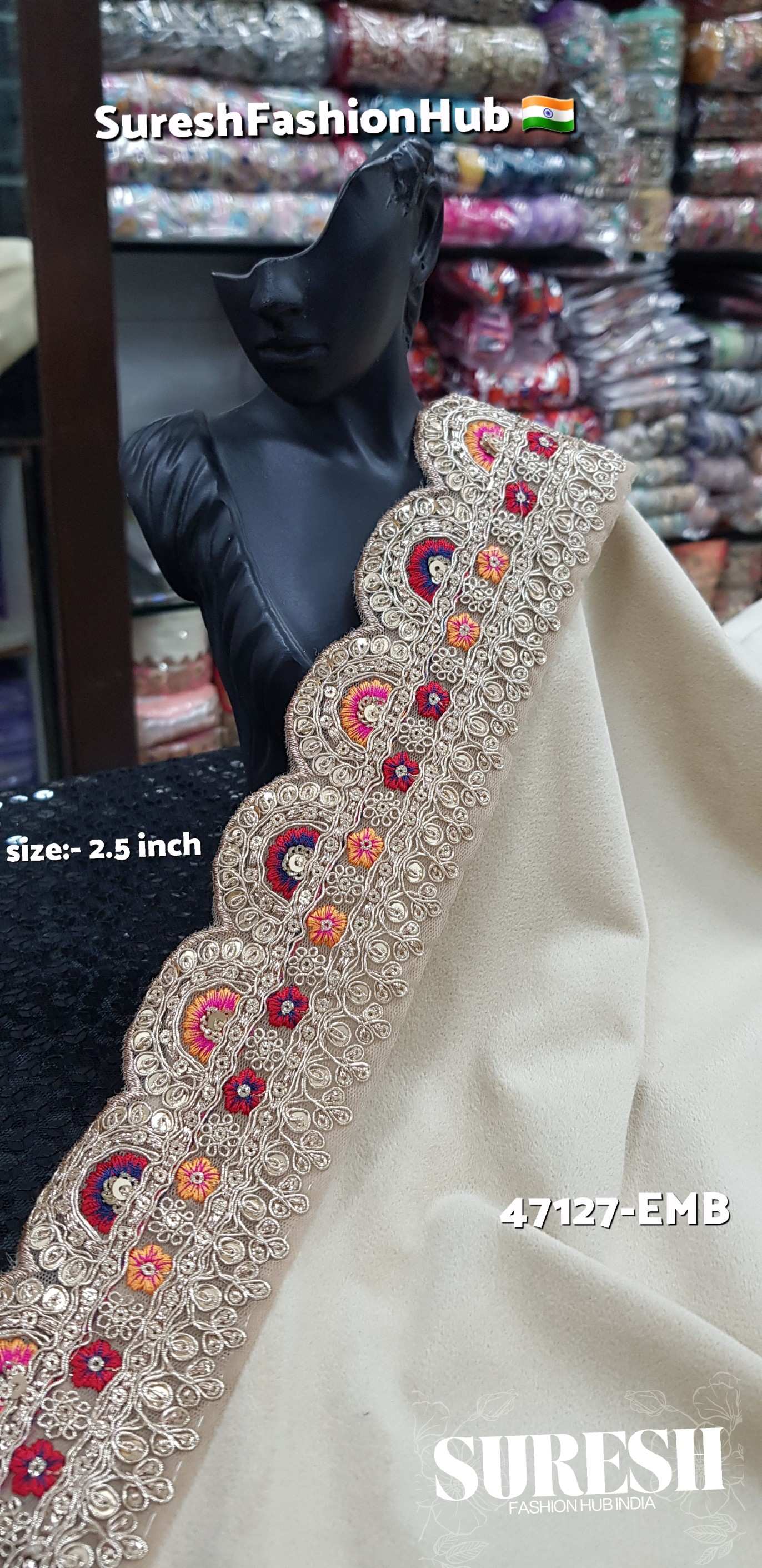 Sabyasachi-Inspired Floral Scalloped Lace – Color No. 6