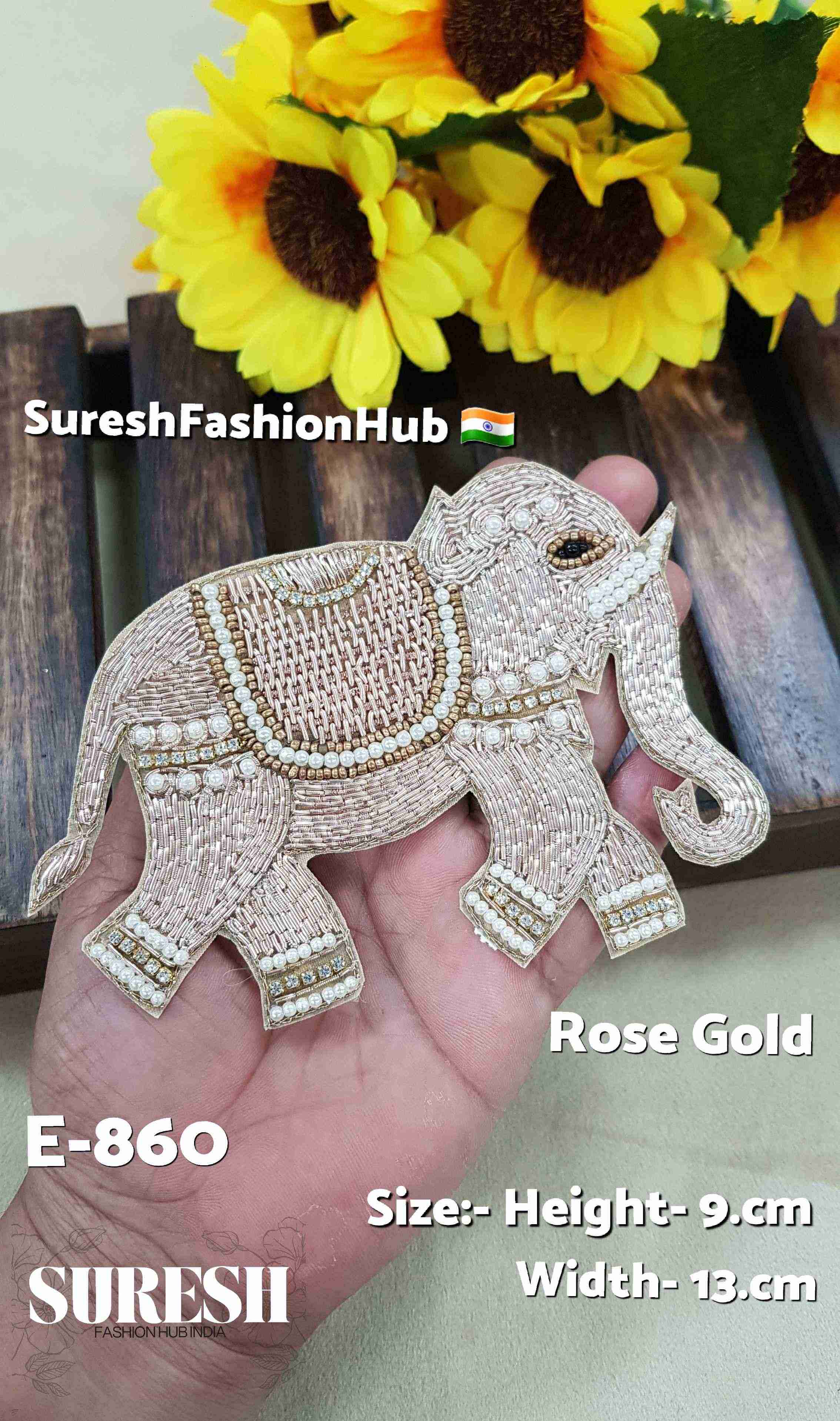 Rose Gold Right Facing Elephant Patch