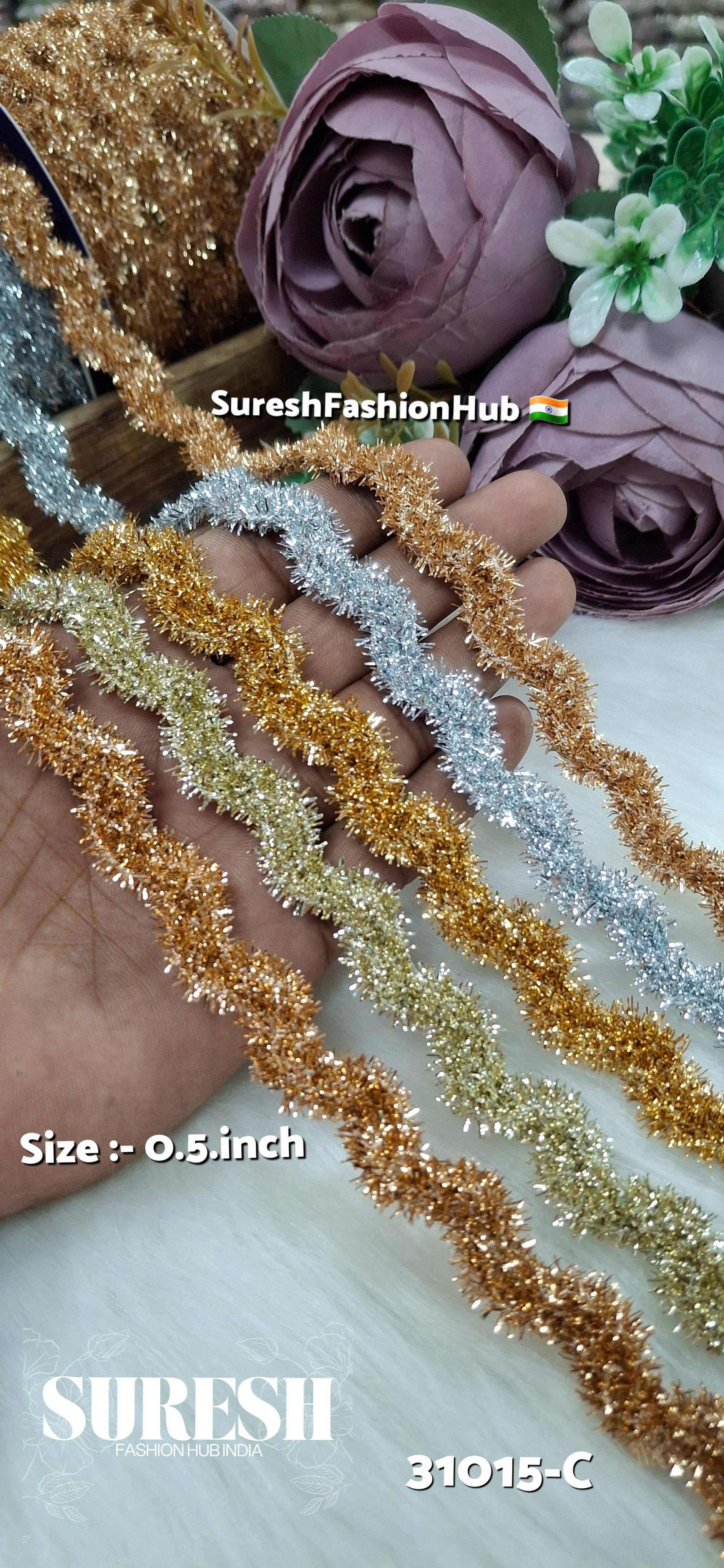 Light Gold Wavy Fringe Jhalar Lace
