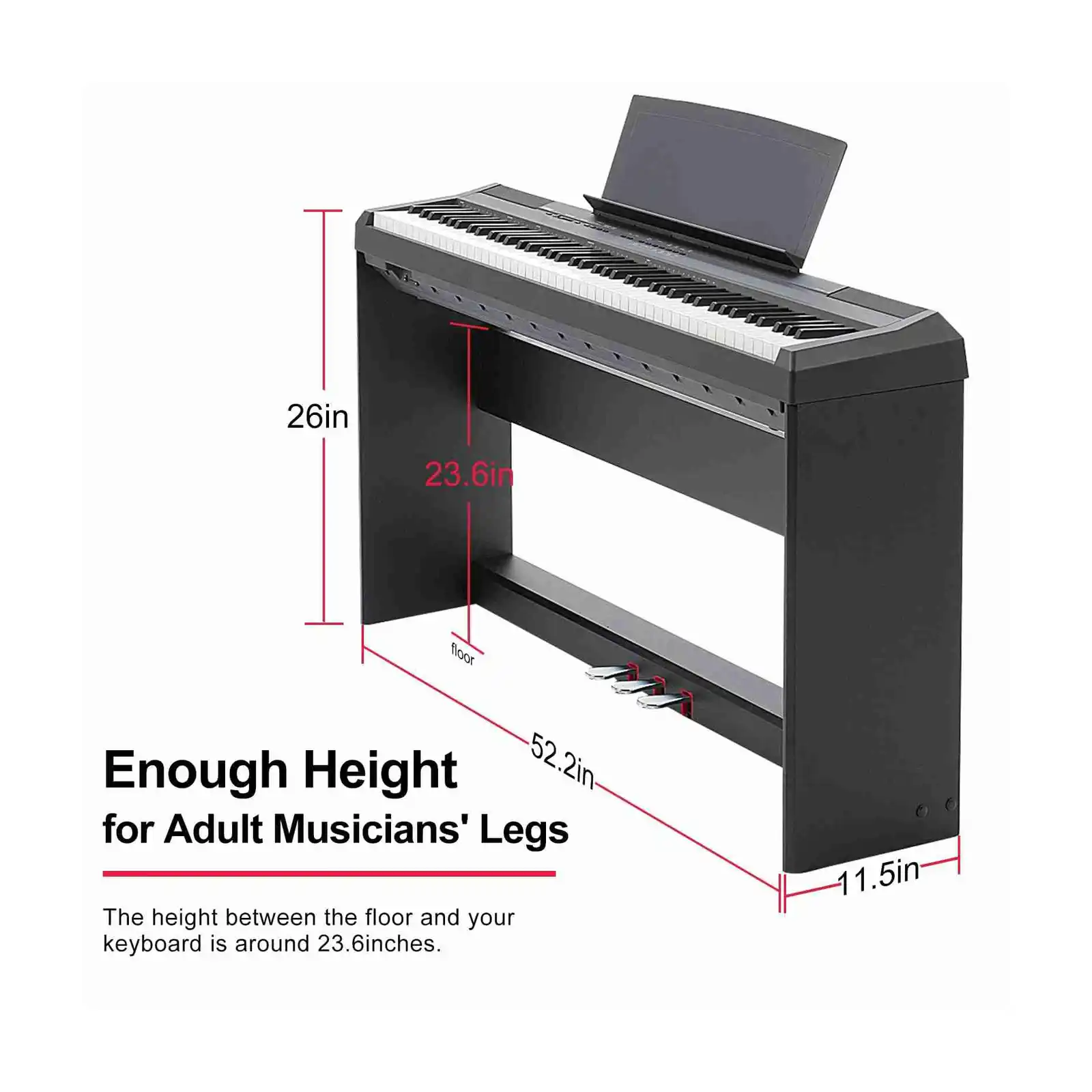 حامل خشبي بتصميم أثاث Yamaha L-125B لبيانو رقمي P-125B، أسود 1