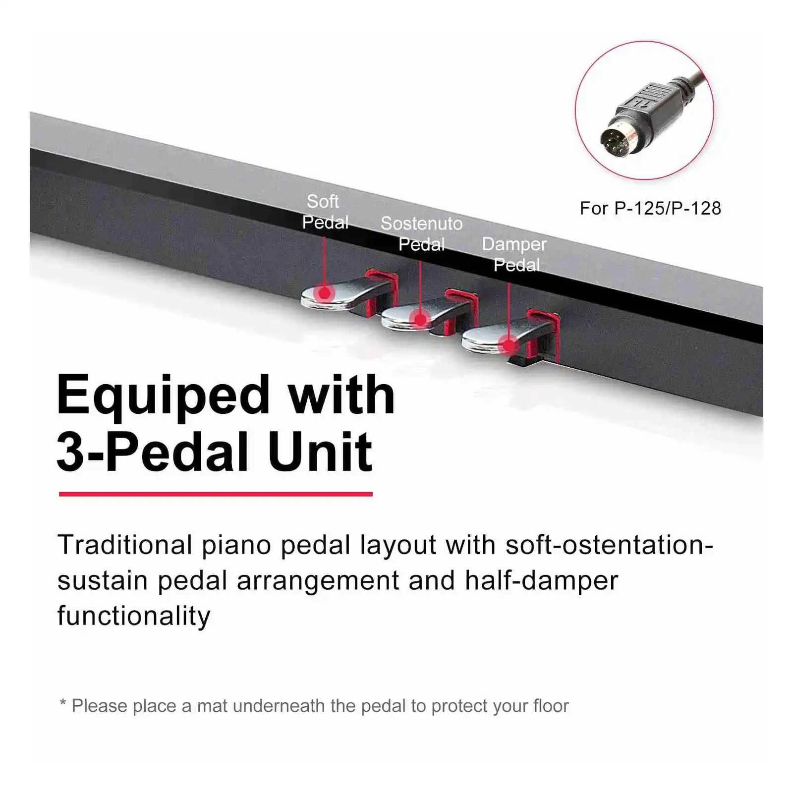 حامل خشبي بتصميم أثاث Yamaha L-125B لبيانو رقمي P-125B، أسود 3