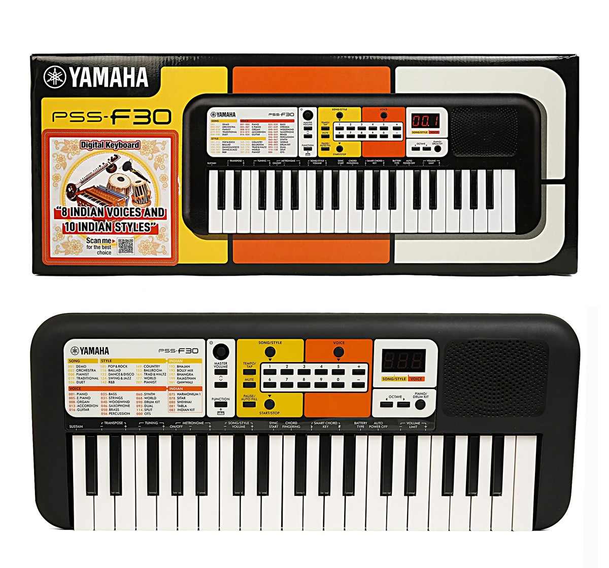 Yamaha PSS-F30 Portable Mini Keyboard – 37 Keys, Black, Built-in Rhythms, Songs & Smart Chord, Lightweight & Compact, Ideal for Kids & Beginner Musicians, 3Y+