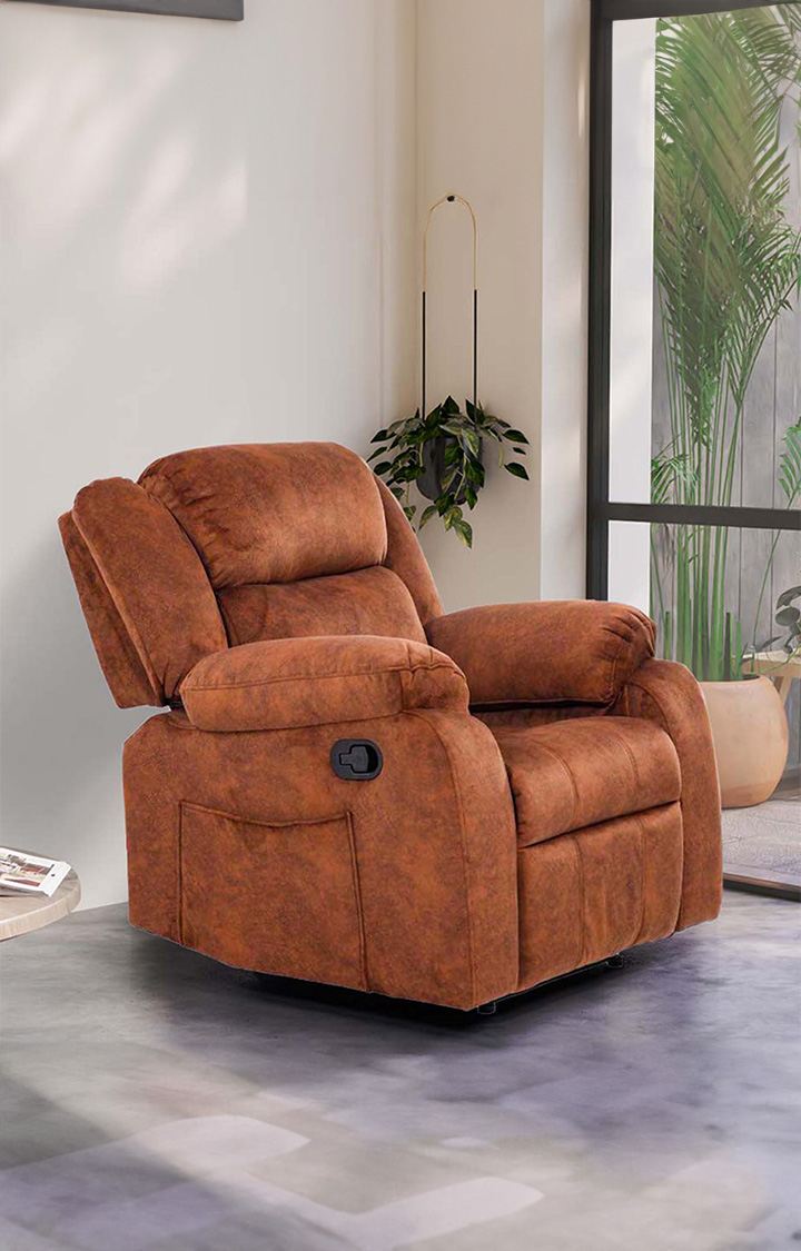 Ease Rocker Single Seater Fabric Recliner - Marble Brown