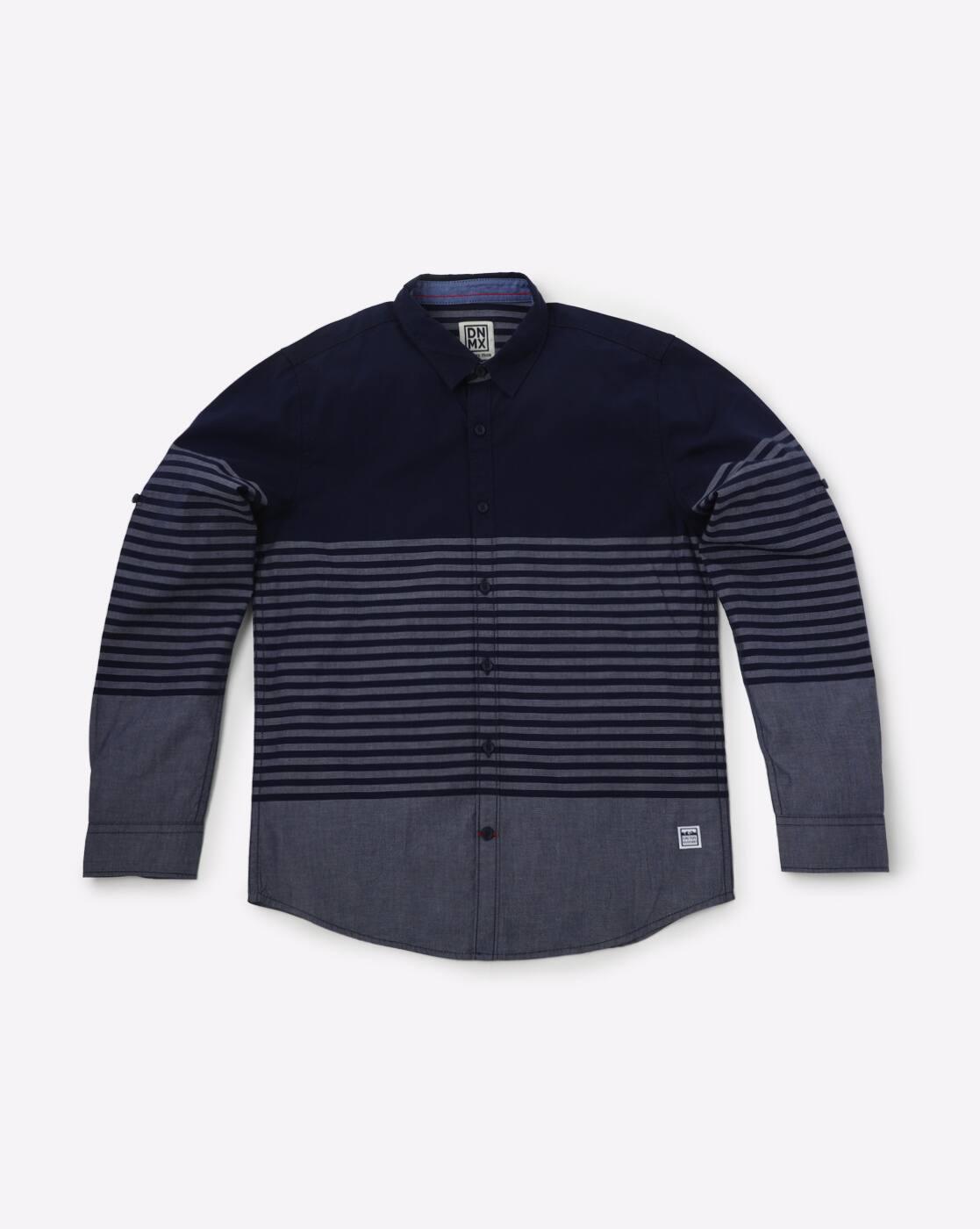 YB DNMX | Striped Shirt with Cut-Away Collar|1