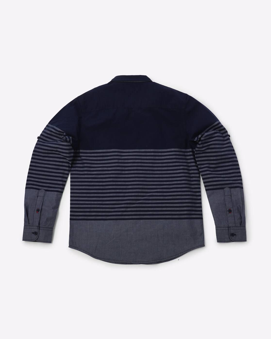 YB DNMX | Striped Shirt with Cut-Away Collar|2