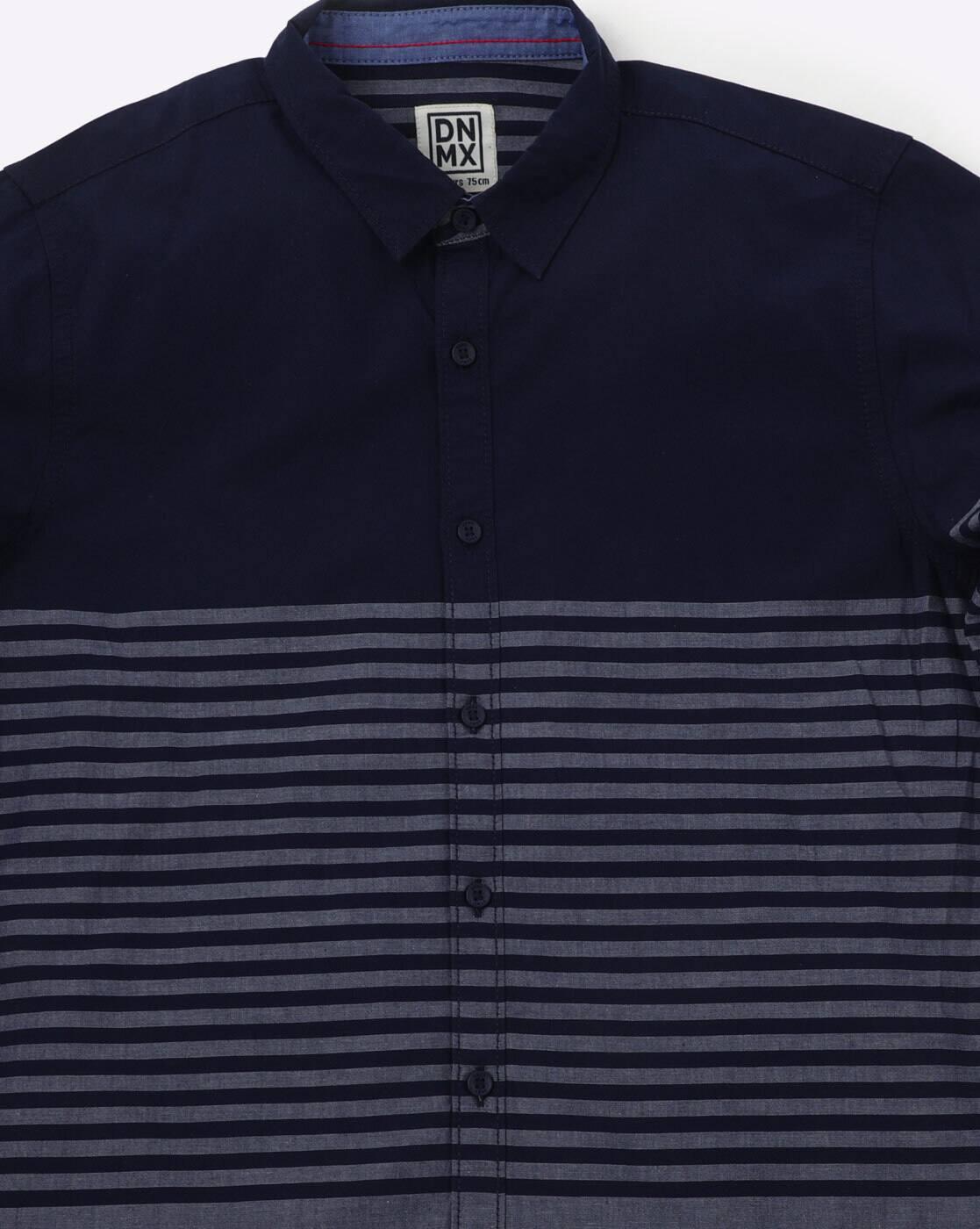 YB DNMX | Striped Shirt with Cut-Away Collar|3
