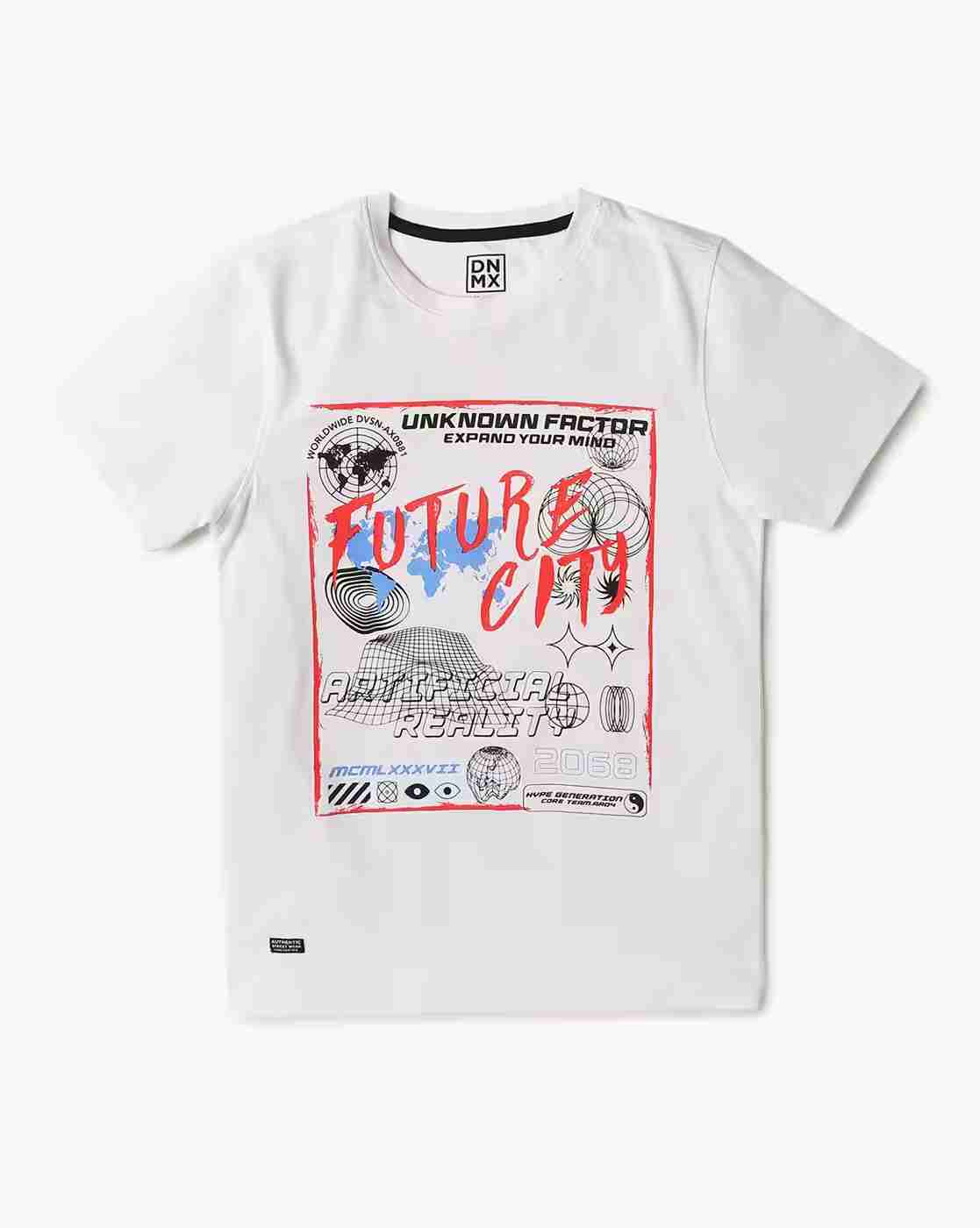 YB DNMX | Boys Printed Regular Fit Crew-Neck T-Shirt|0