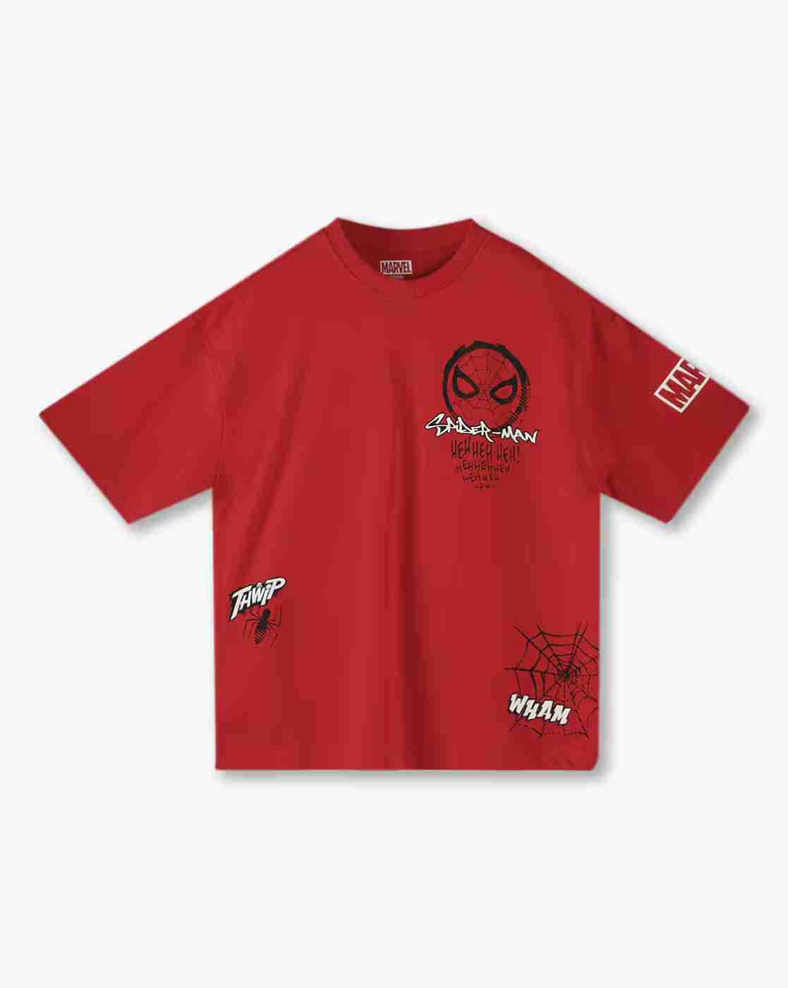 YB DNMX | Boys Spider Man Print Oversized Crew-Neck T-Shirt|0