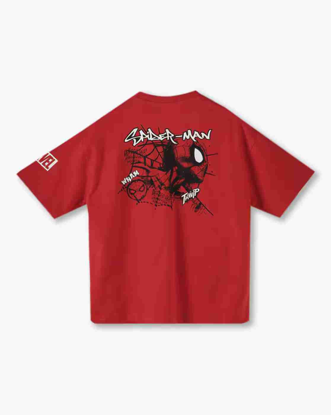 YB DNMX | Boys Spider Man Print Oversized Crew-Neck T-Shirt|1