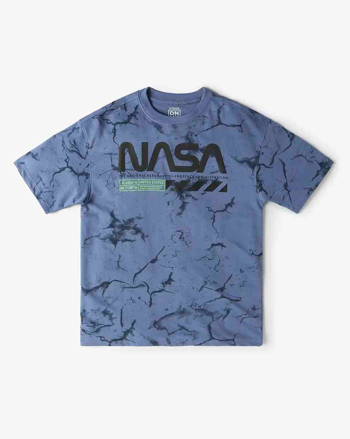 Boys Nasa Print Oversized Crew-Neck T-Shirt