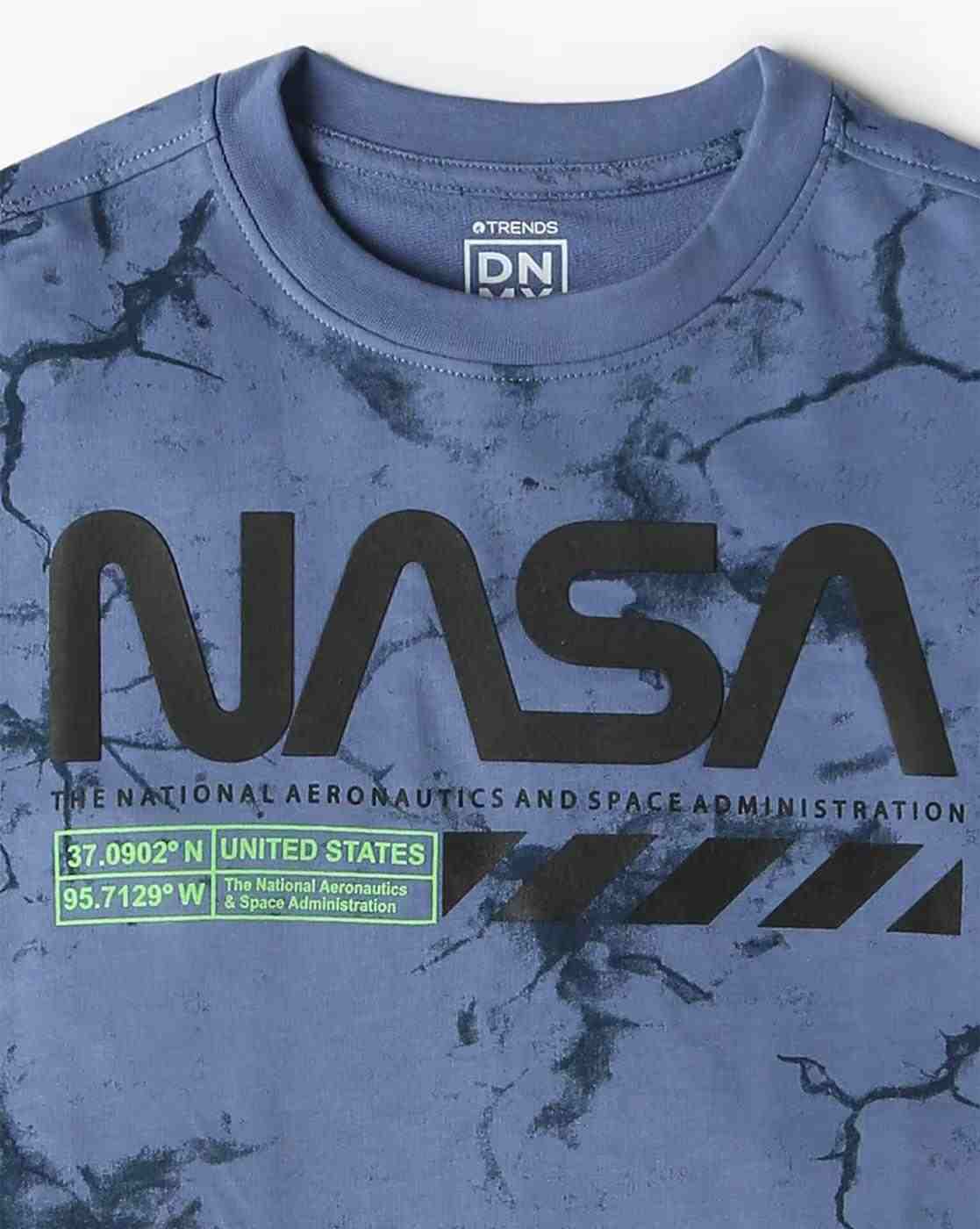 YB DNMX | Boys Nasa Print Oversized Crew-Neck T-Shirt|2