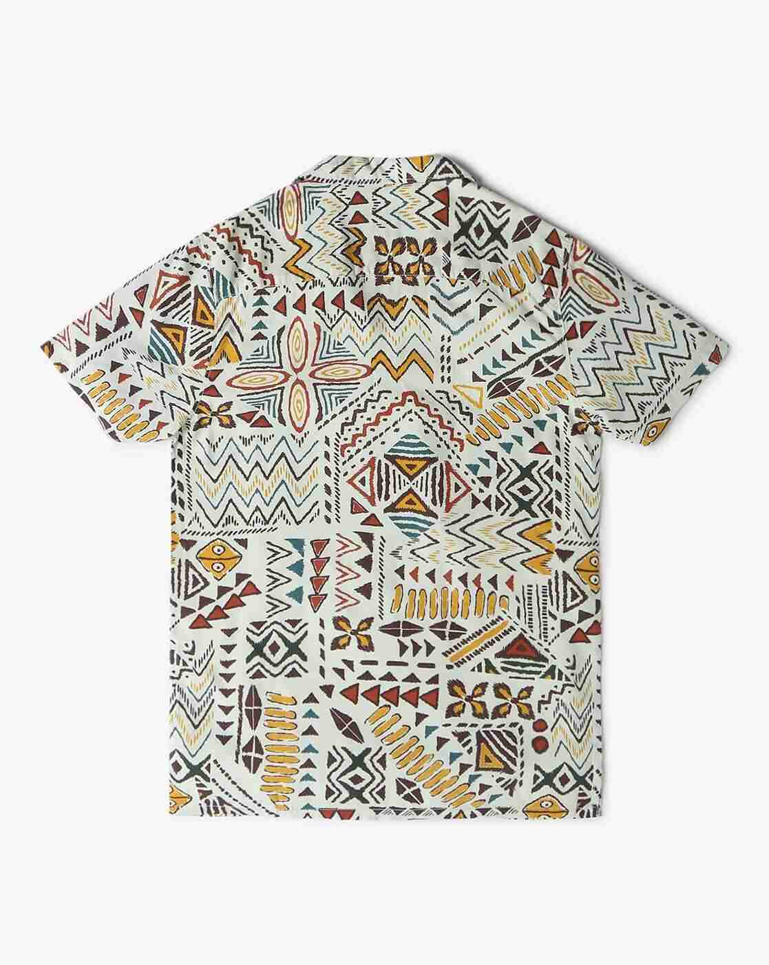 YB DNMX | Boys Aztec Print Resort Fit Shirt|1