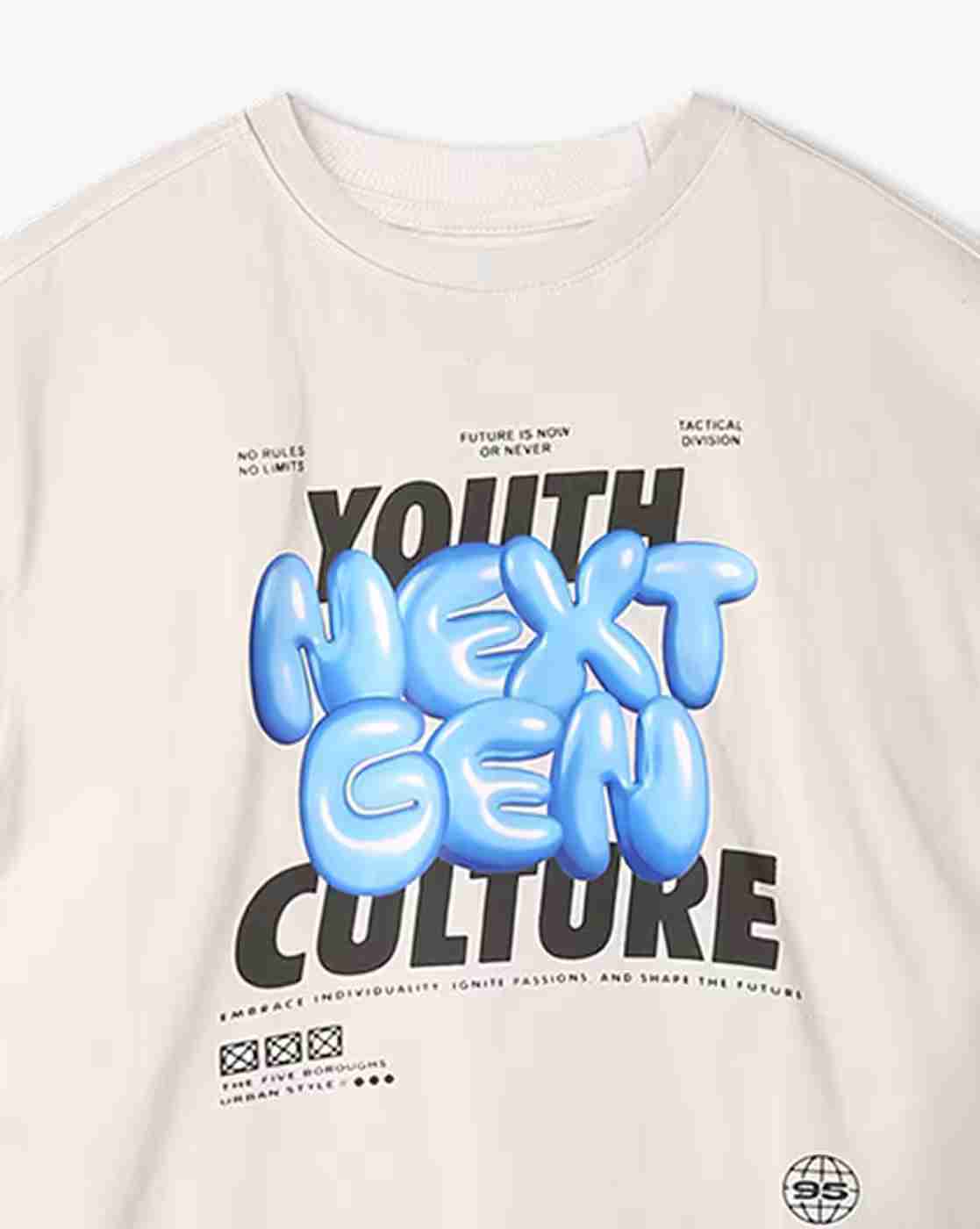 YB DNMX | Boys Typographic Print Loose Fit Round-Neck T-Shirt|2