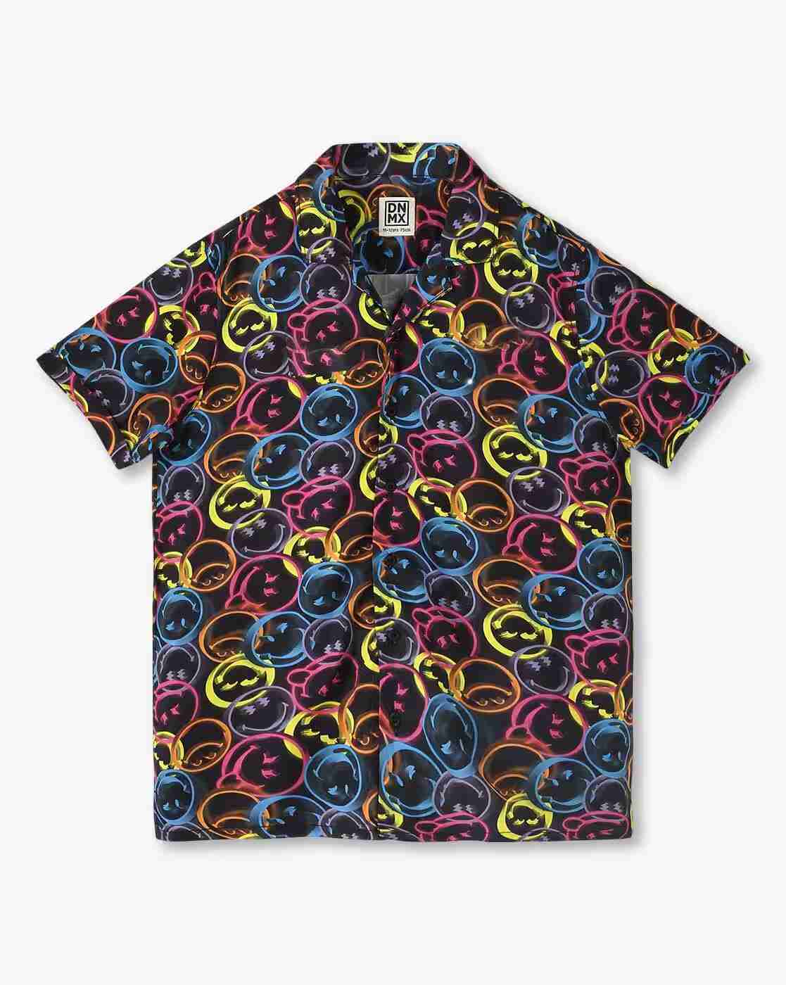 YB DNMX | Printed resort shirt, black, 8-9y|0