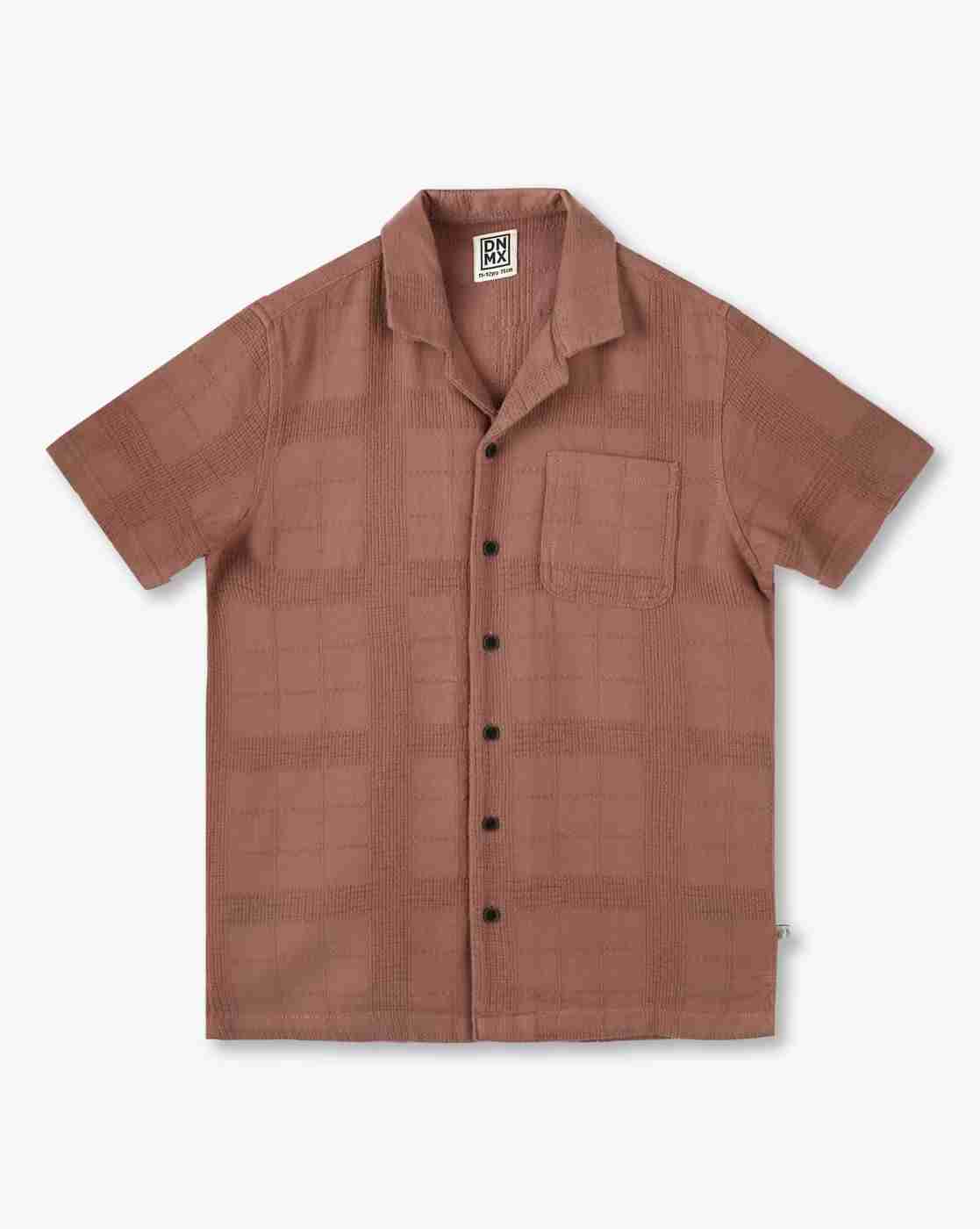 YB DNMX | Boys Checked Relaxed Fit Cotton Shirt with Patch Pocket|0