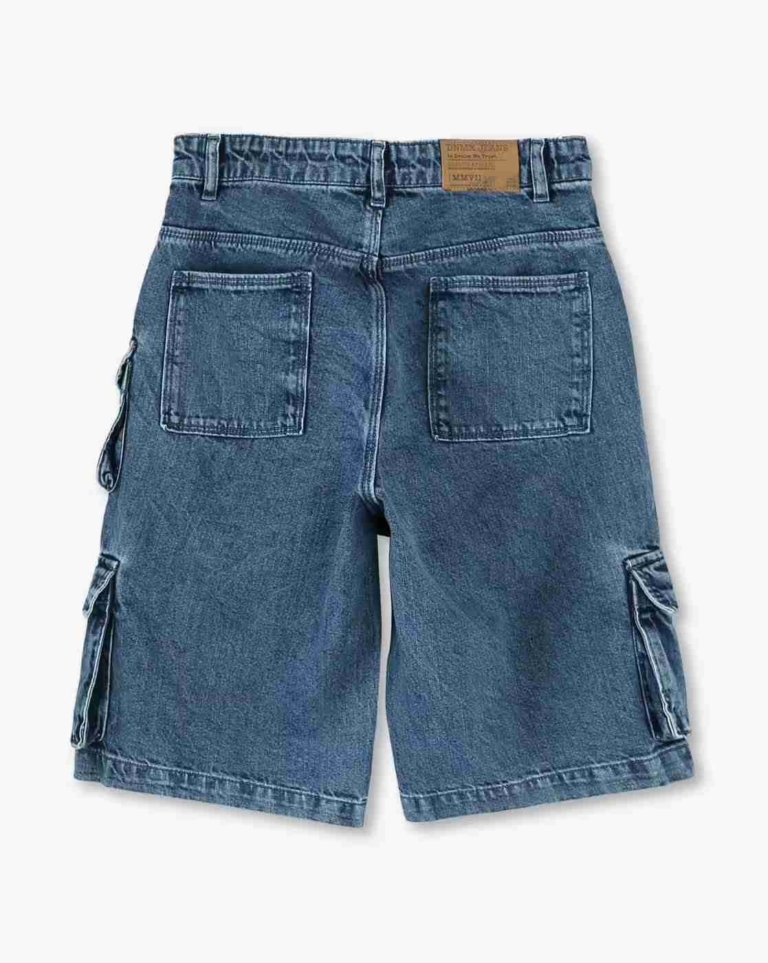 YB DNMX | Boys Washed Regular Fit Denim Cargo Shorts|1